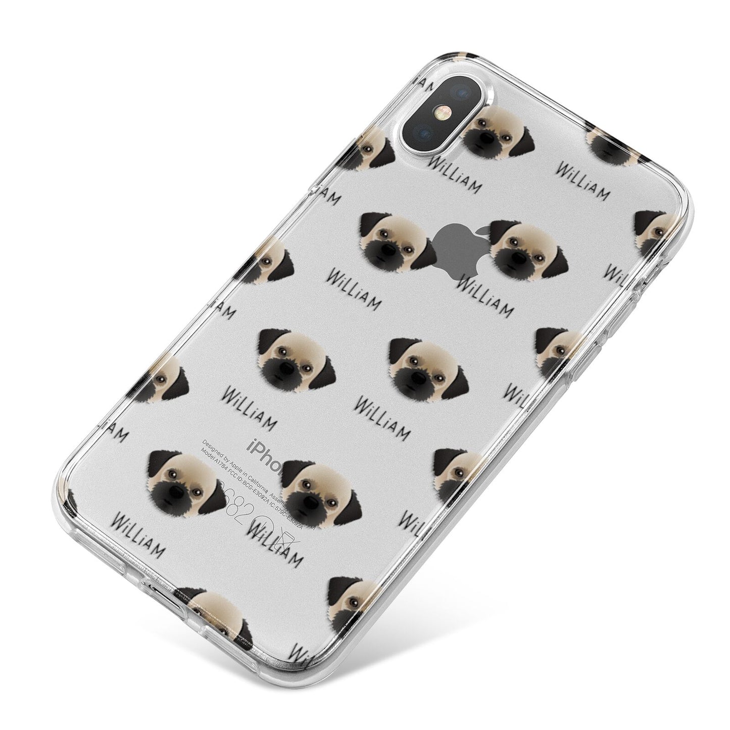 Pugzu Icon with Name iPhone X Bumper Case on Silver iPhone