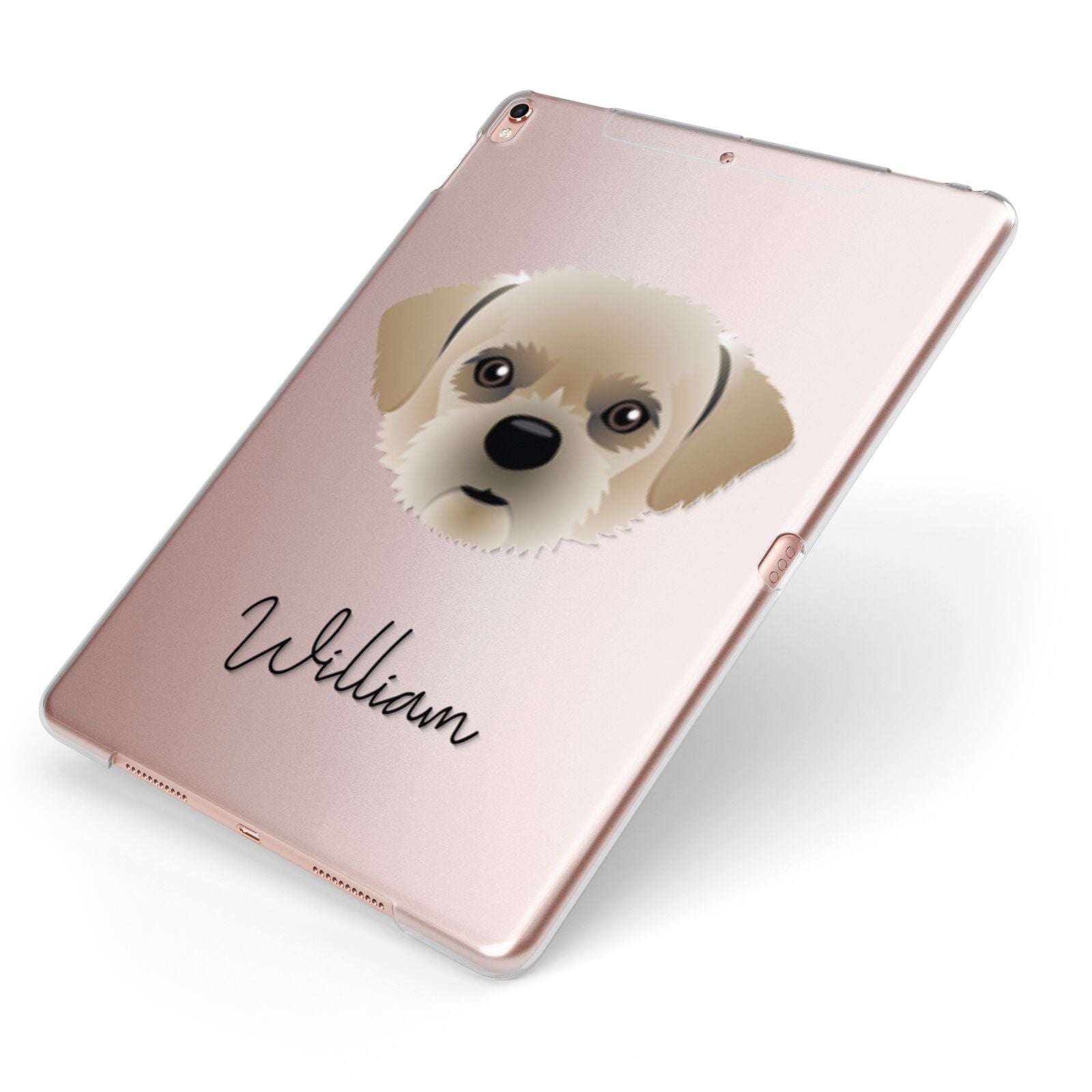 Pugzu Personalised Apple iPad Case on Rose Gold iPad Side View