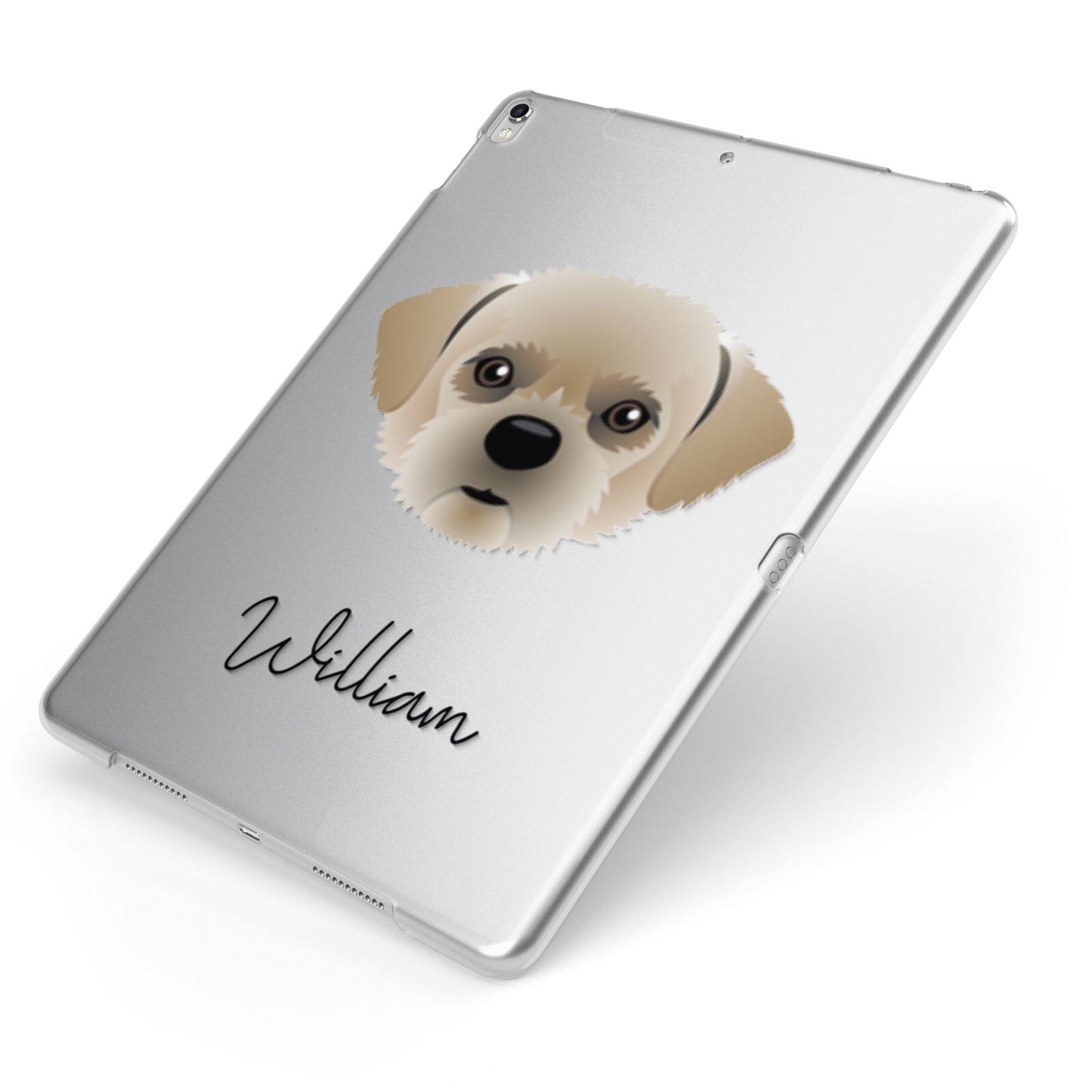 Pugzu Personalised Apple iPad Case on Silver iPad Side View