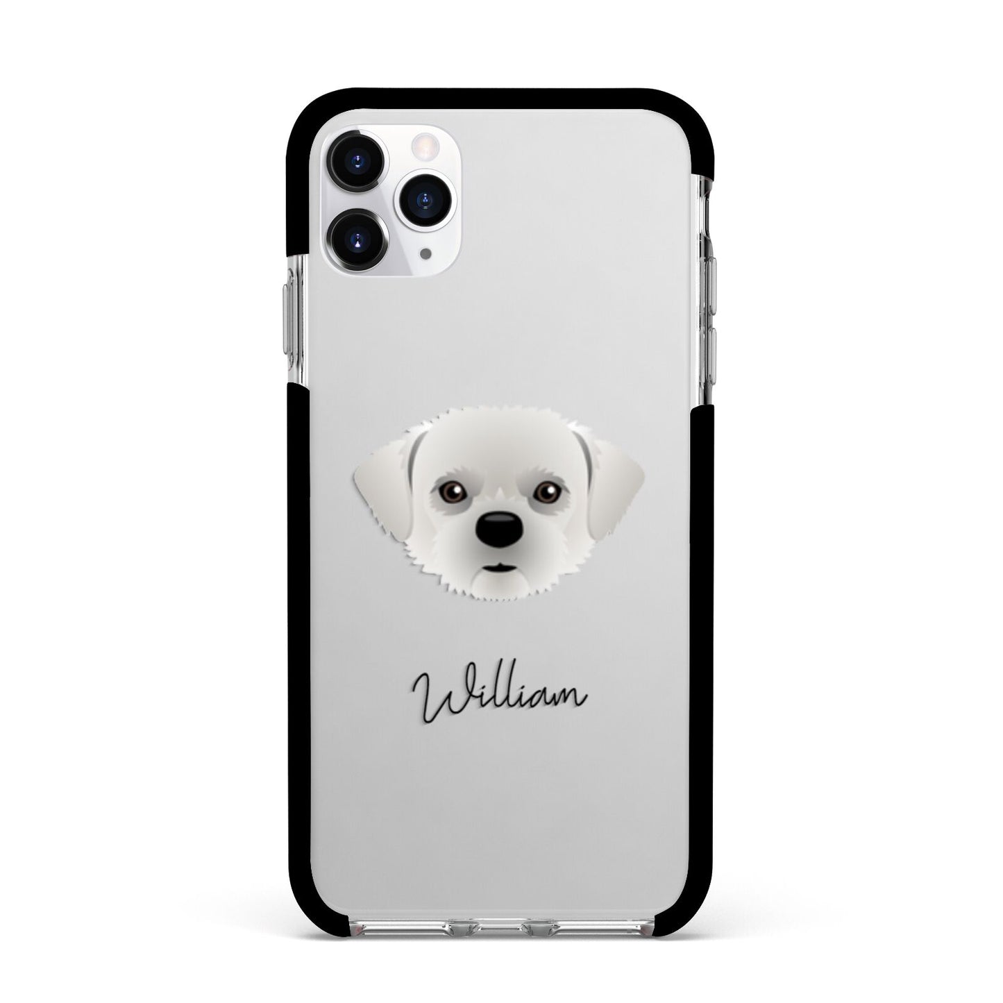 Pugzu Personalised Apple iPhone 11 Pro Max in Silver with Black Impact Case