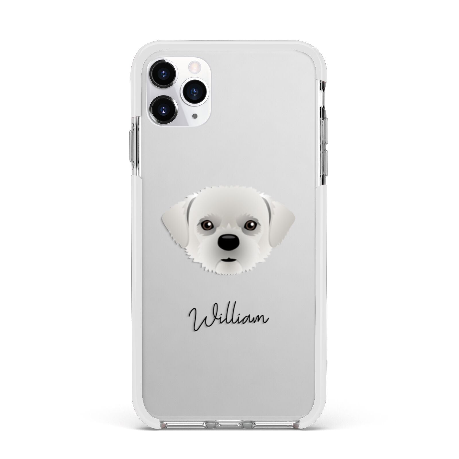 Pugzu Personalised Apple iPhone 11 Pro Max in Silver with White Impact Case