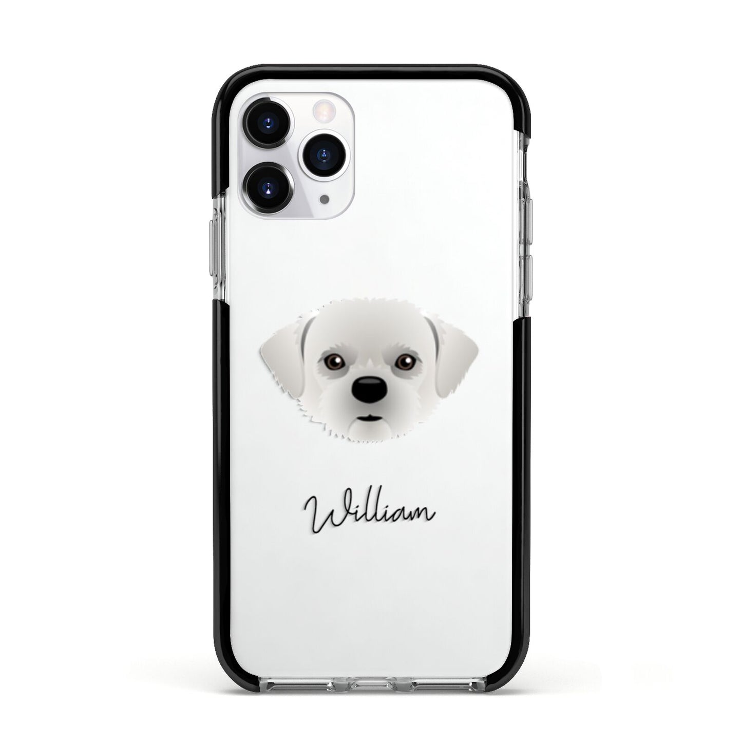 Pugzu Personalised Apple iPhone 11 Pro in Silver with Black Impact Case