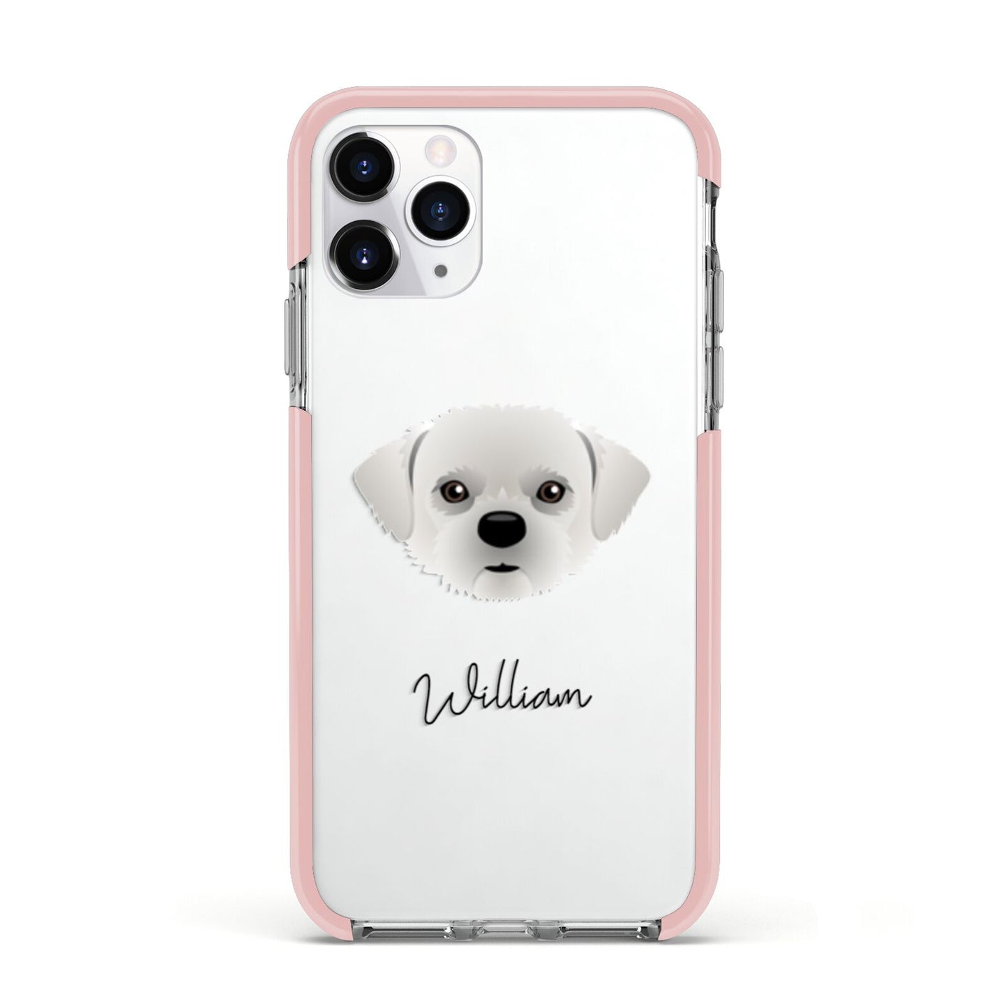 Pugzu Personalised Apple iPhone 11 Pro in Silver with Pink Impact Case
