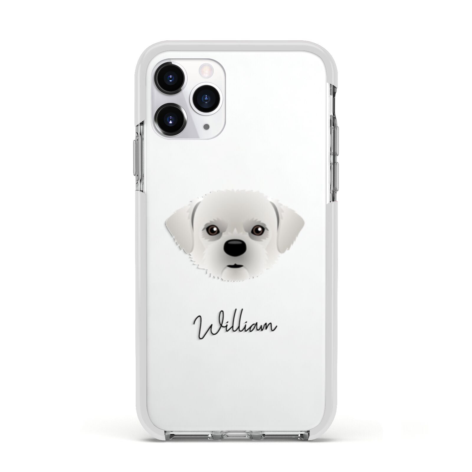 Pugzu Personalised Apple iPhone 11 Pro in Silver with White Impact Case
