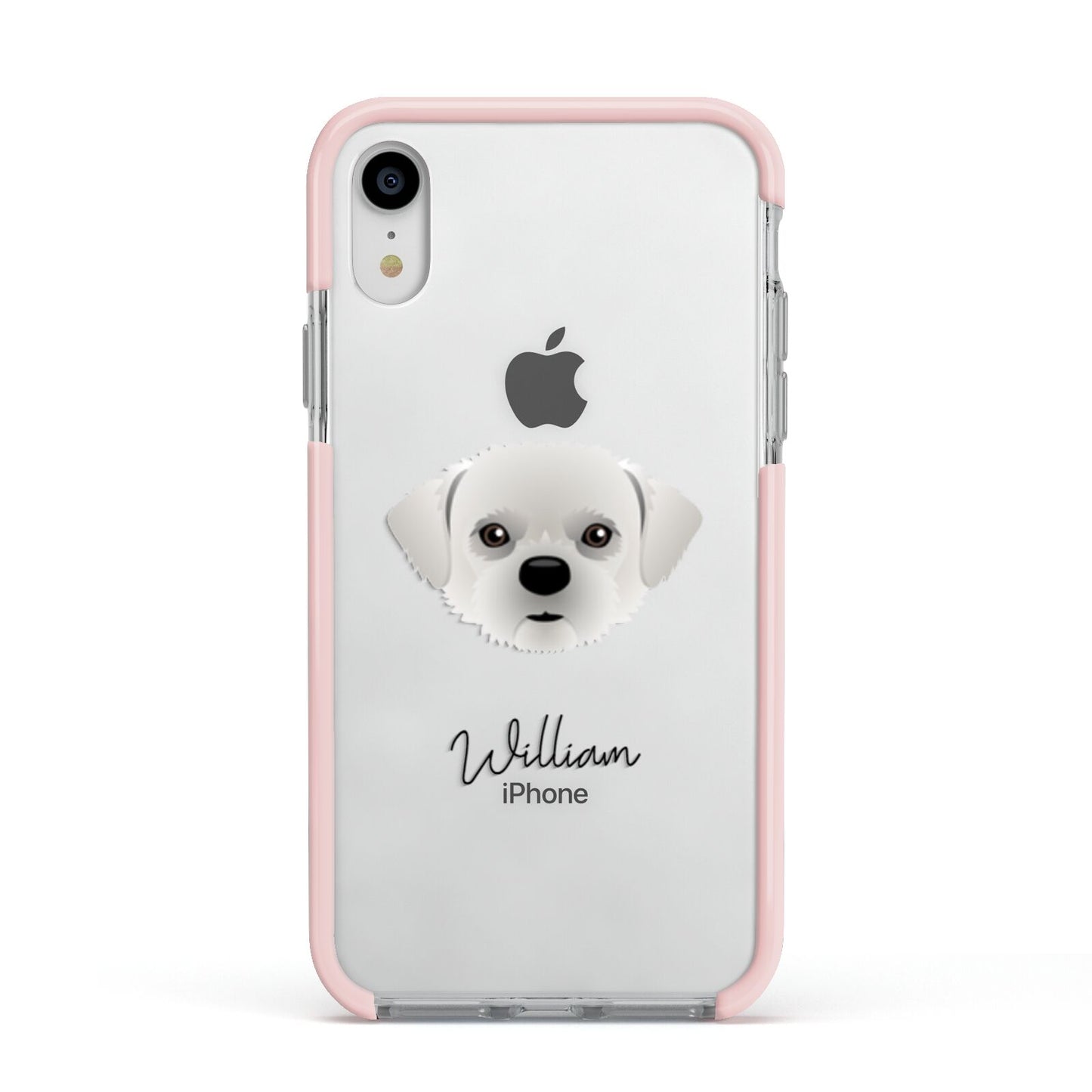 Pugzu Personalised Apple iPhone XR Impact Case Pink Edge on Silver Phone