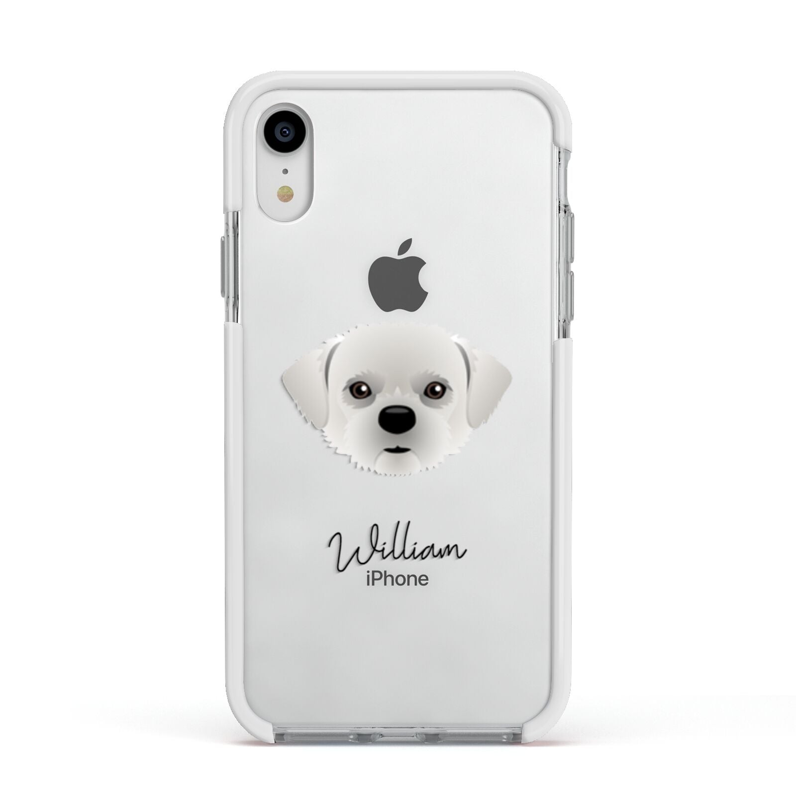 Pugzu Personalised Apple iPhone XR Impact Case White Edge on Silver Phone