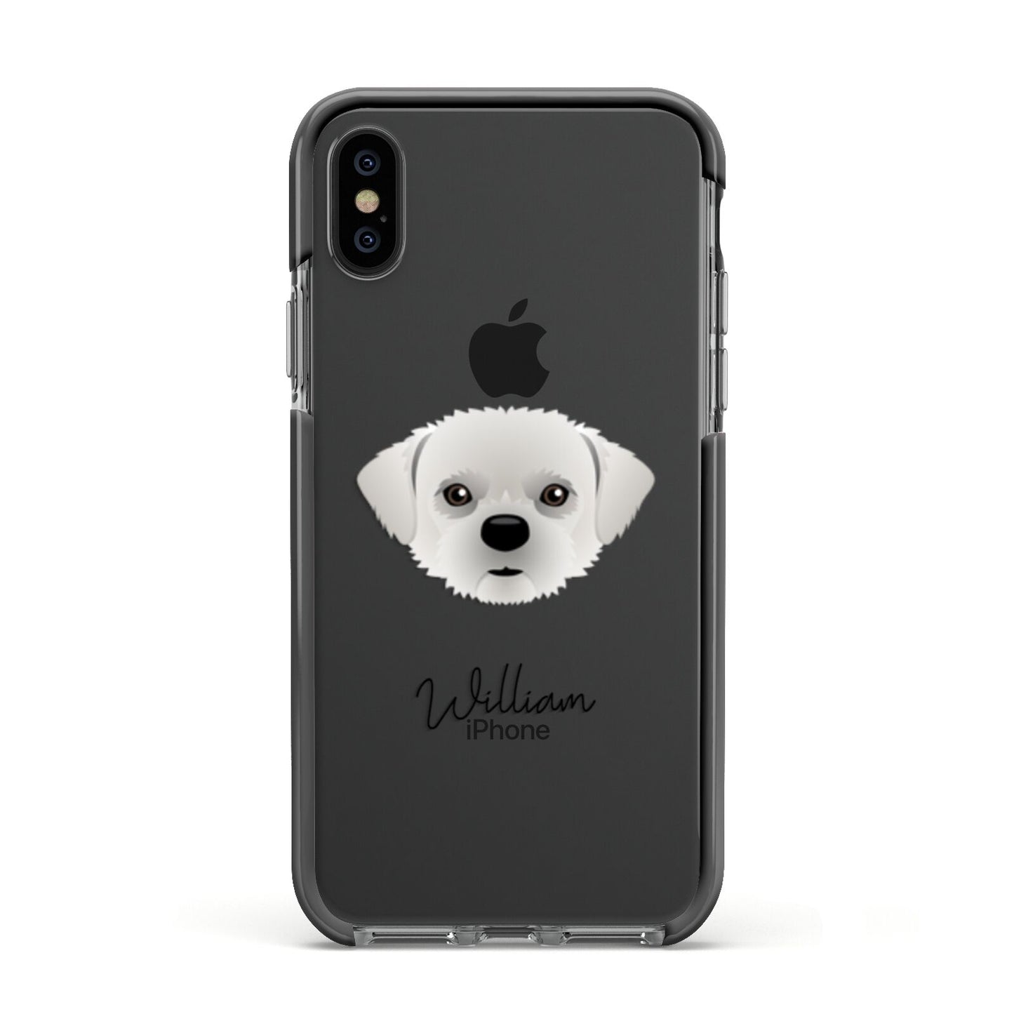 Pugzu Personalised Apple iPhone Xs Impact Case Black Edge on Black Phone