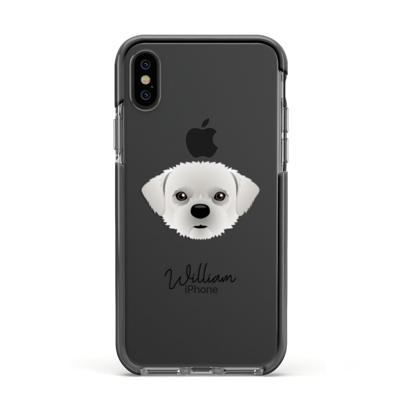 Pugzu Personalised Apple iPhone Xs Impact Case Black Edge on Black Phone