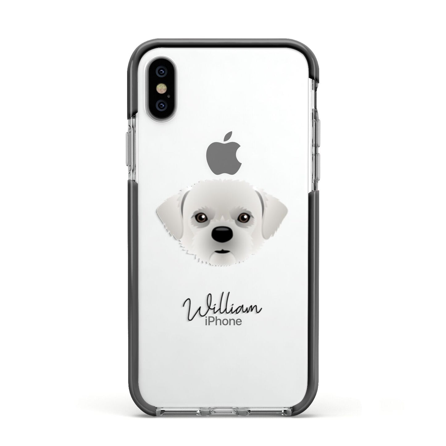 Pugzu Personalised Apple iPhone Xs Impact Case Black Edge on Silver Phone