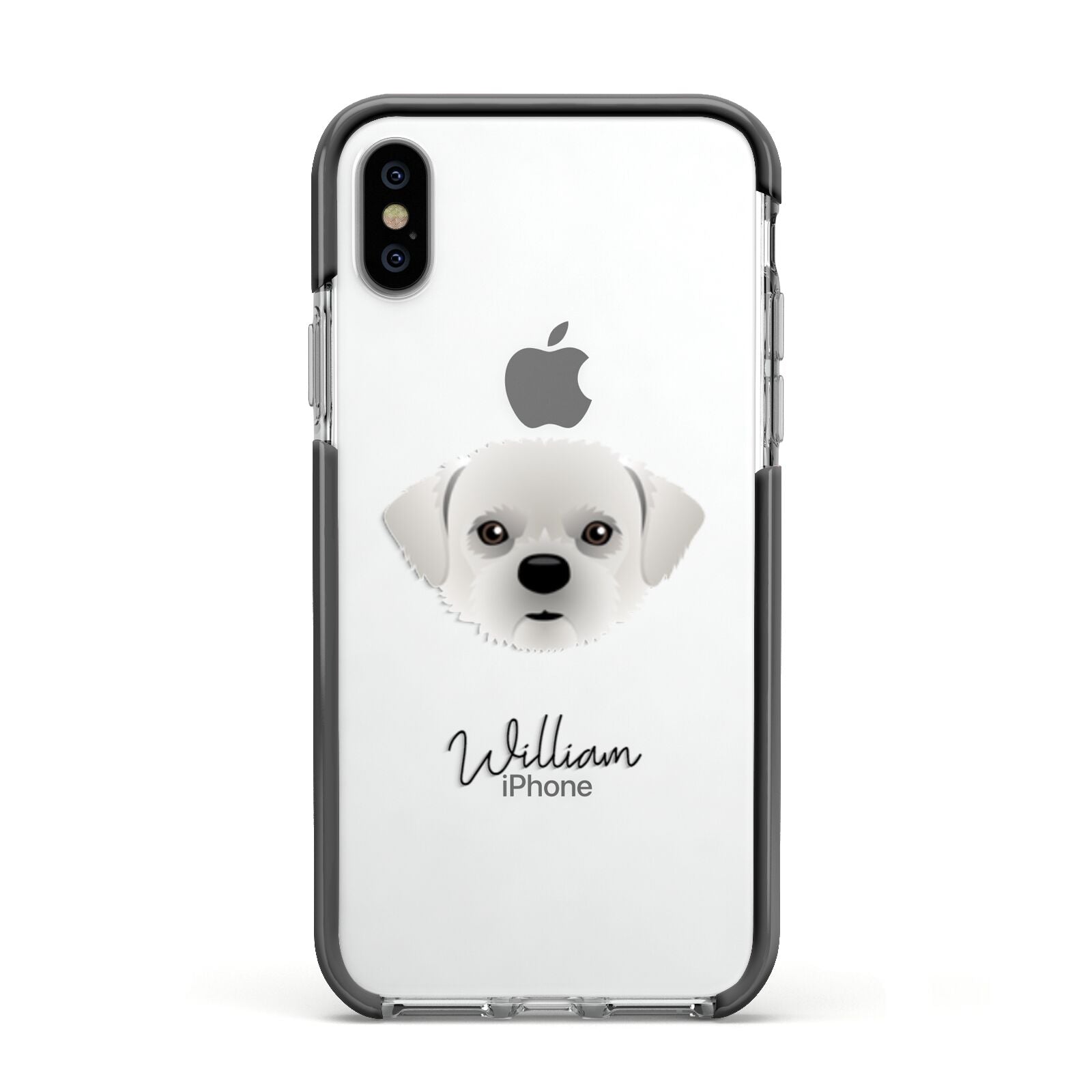 Pugzu Personalised Apple iPhone Xs Impact Case Black Edge on Silver Phone