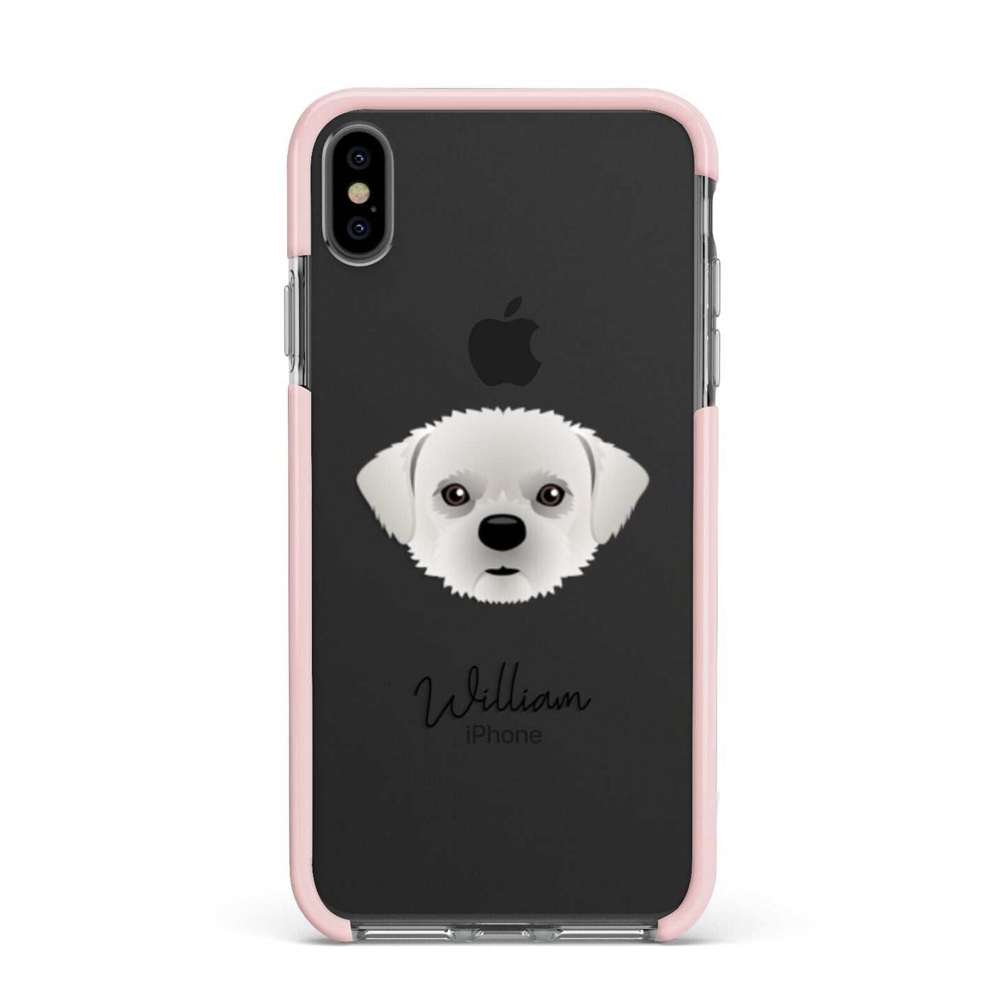Pugzu Personalised Apple iPhone Xs Max Impact Case Pink Edge on Black Phone