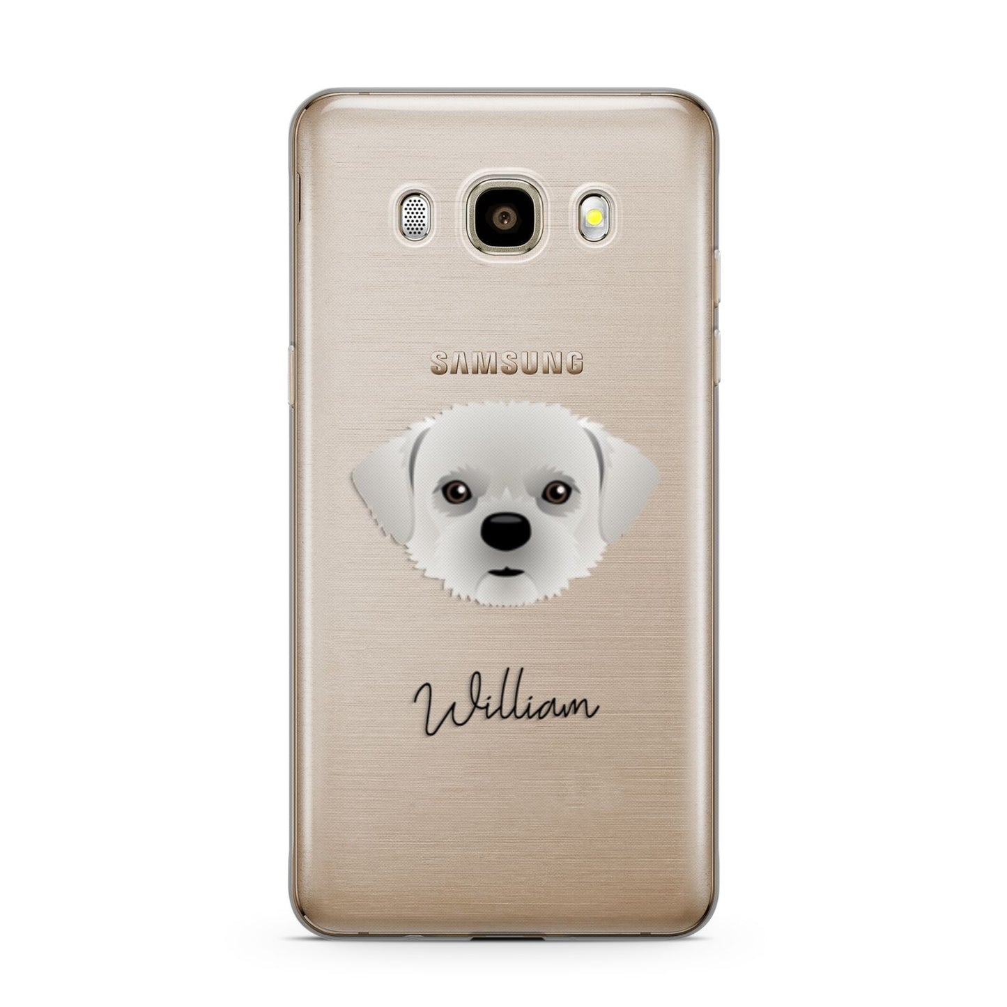 Pugzu Personalised Samsung Galaxy J7 2016 Case on gold phone