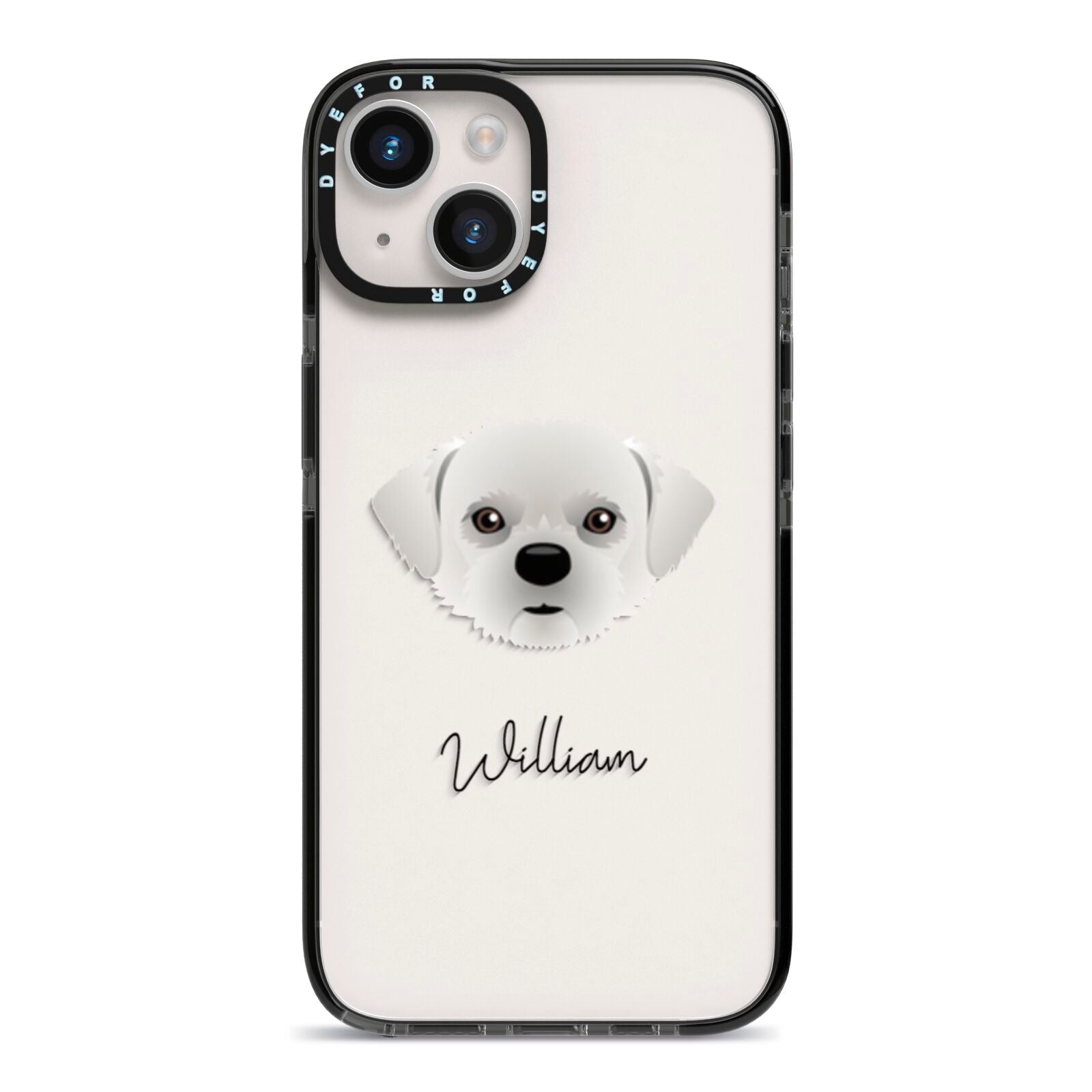 Pugzu Personalised iPhone 14 Black Impact Case on Silver phone