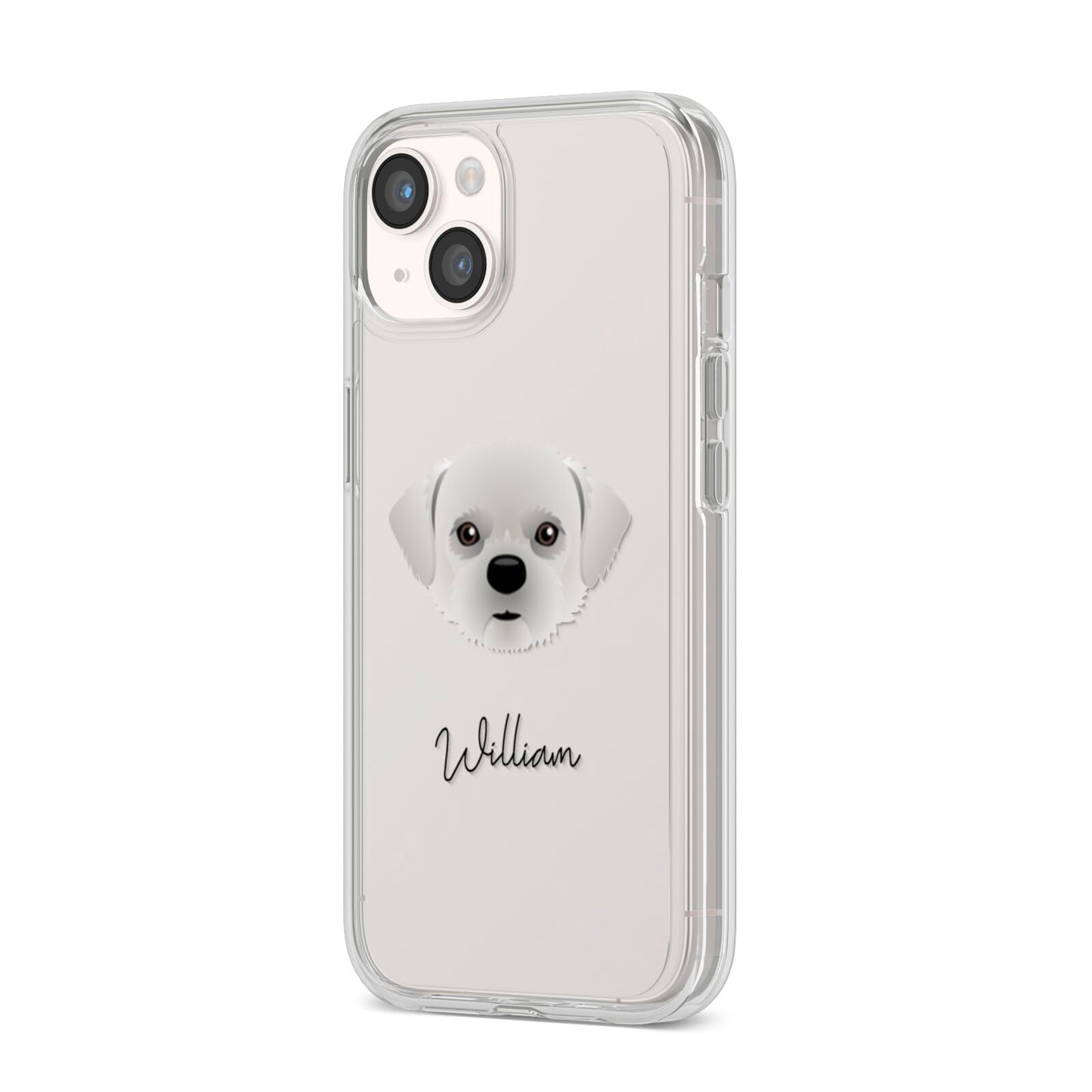 Pugzu Personalised iPhone 14 Clear Tough Case Starlight Angled Image