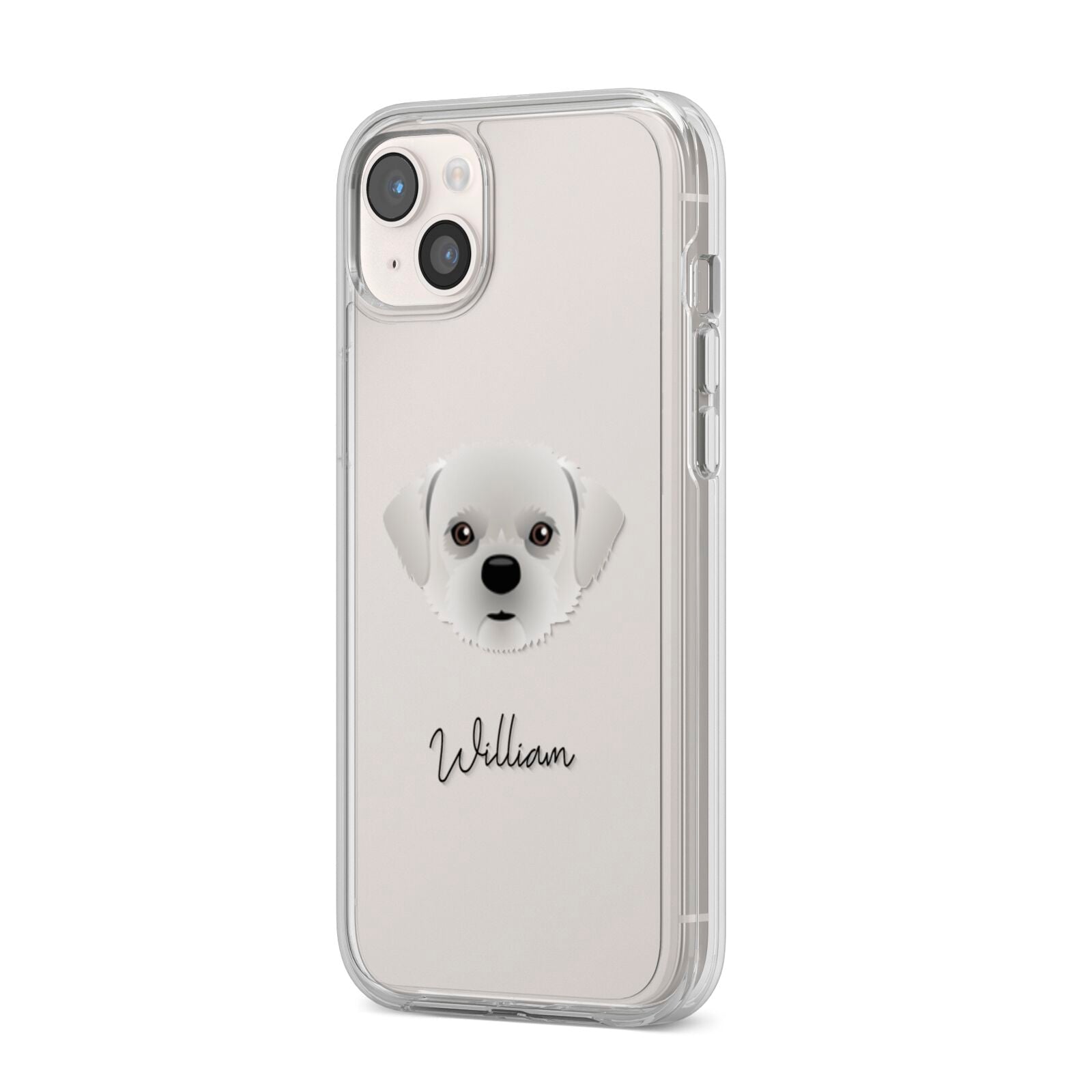Pugzu Personalised iPhone 14 Plus Clear Tough Case Starlight Angled Image
