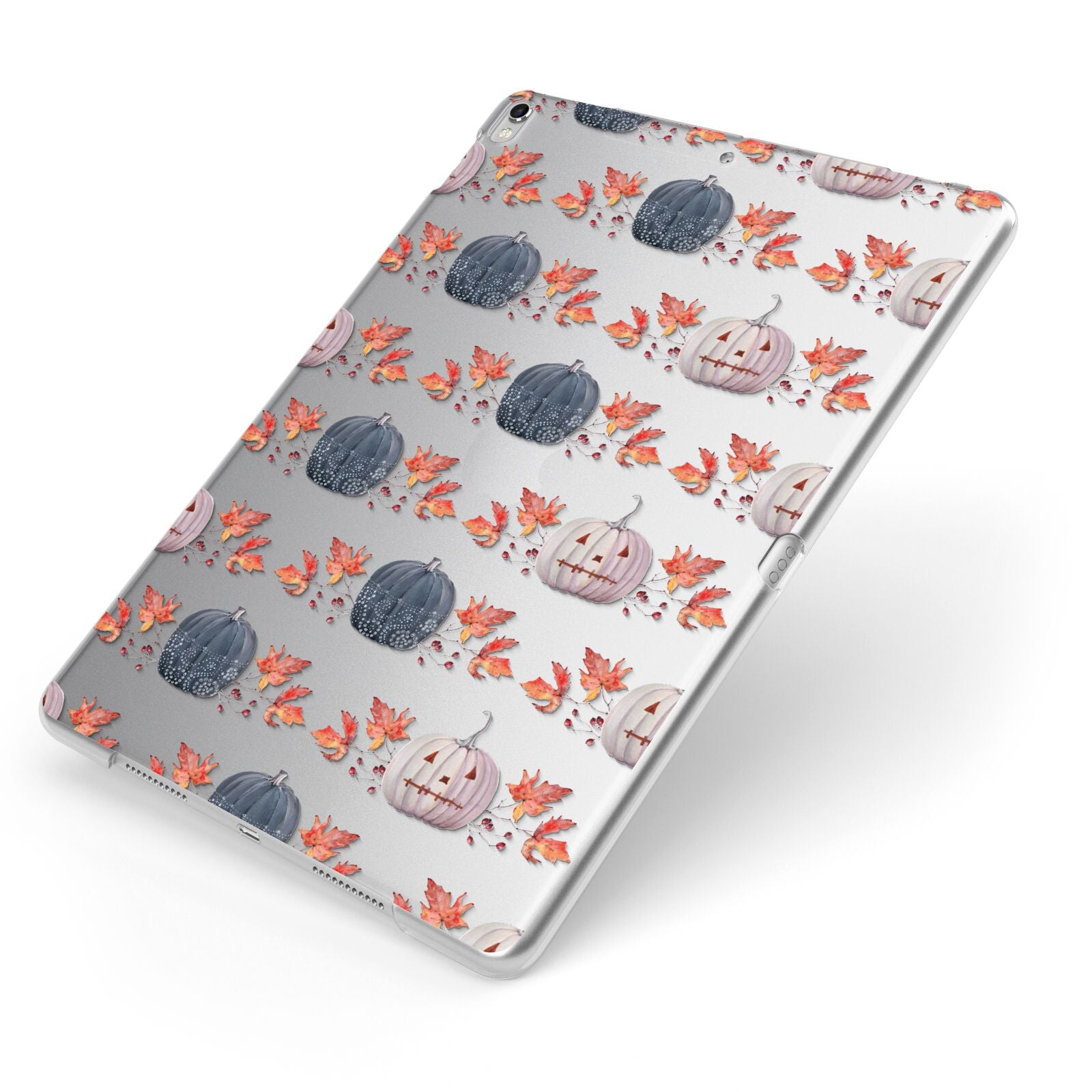 Pumpkin Autumn Leaves Apple iPad Case on Silver iPad Side View