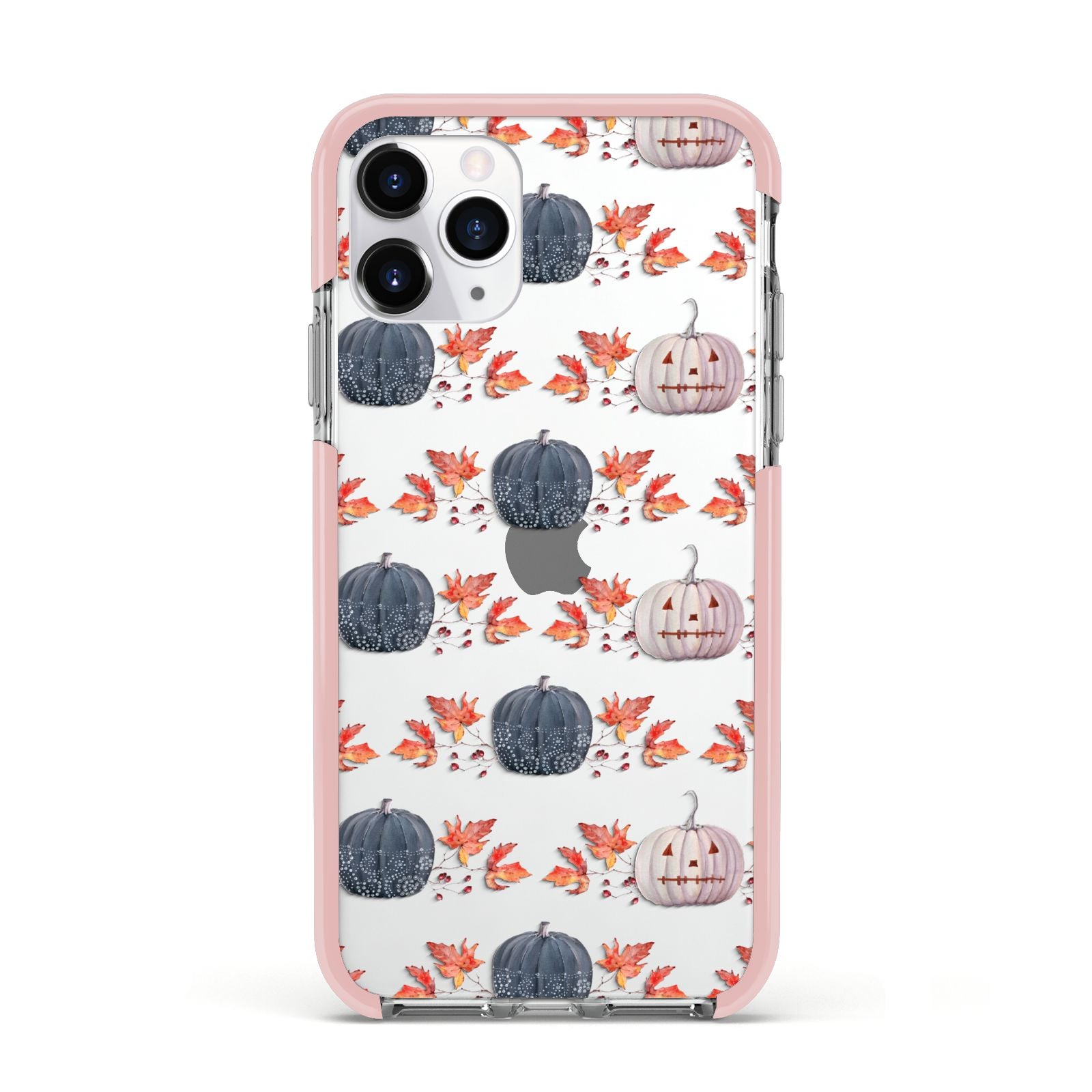 Pumpkin Autumn Leaves Apple iPhone 11 Pro in Silver with Pink Impact Case