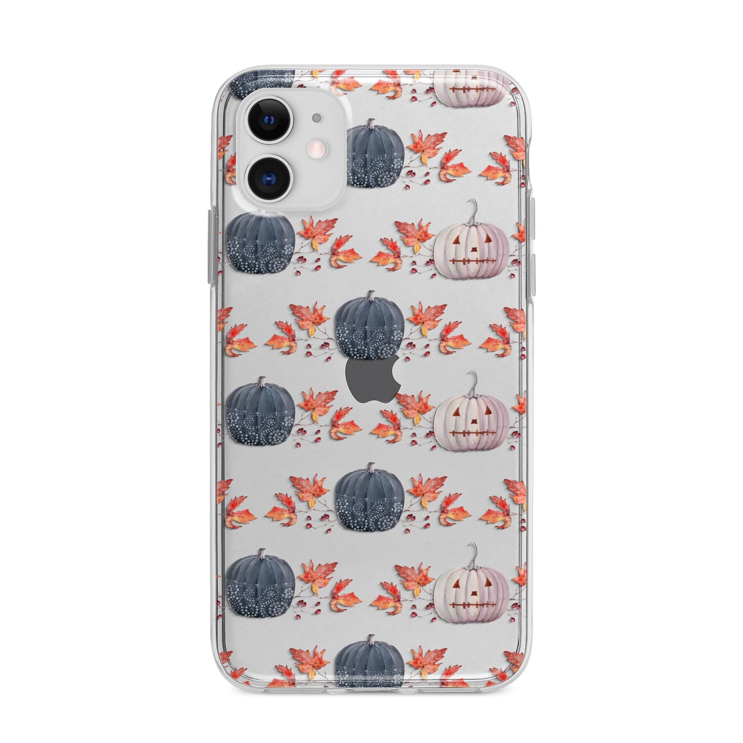 Pumpkin Autumn Leaves Apple iPhone 11 in White with Bumper Case