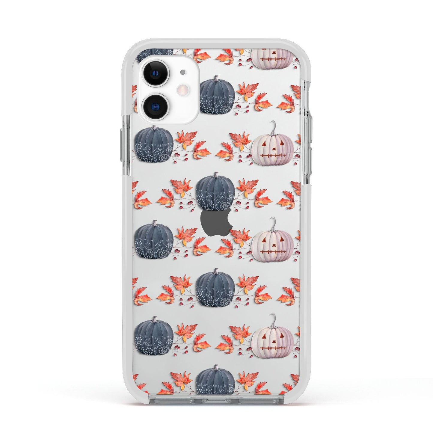 Pumpkin Autumn Leaves Apple iPhone 11 in White with White Impact Case