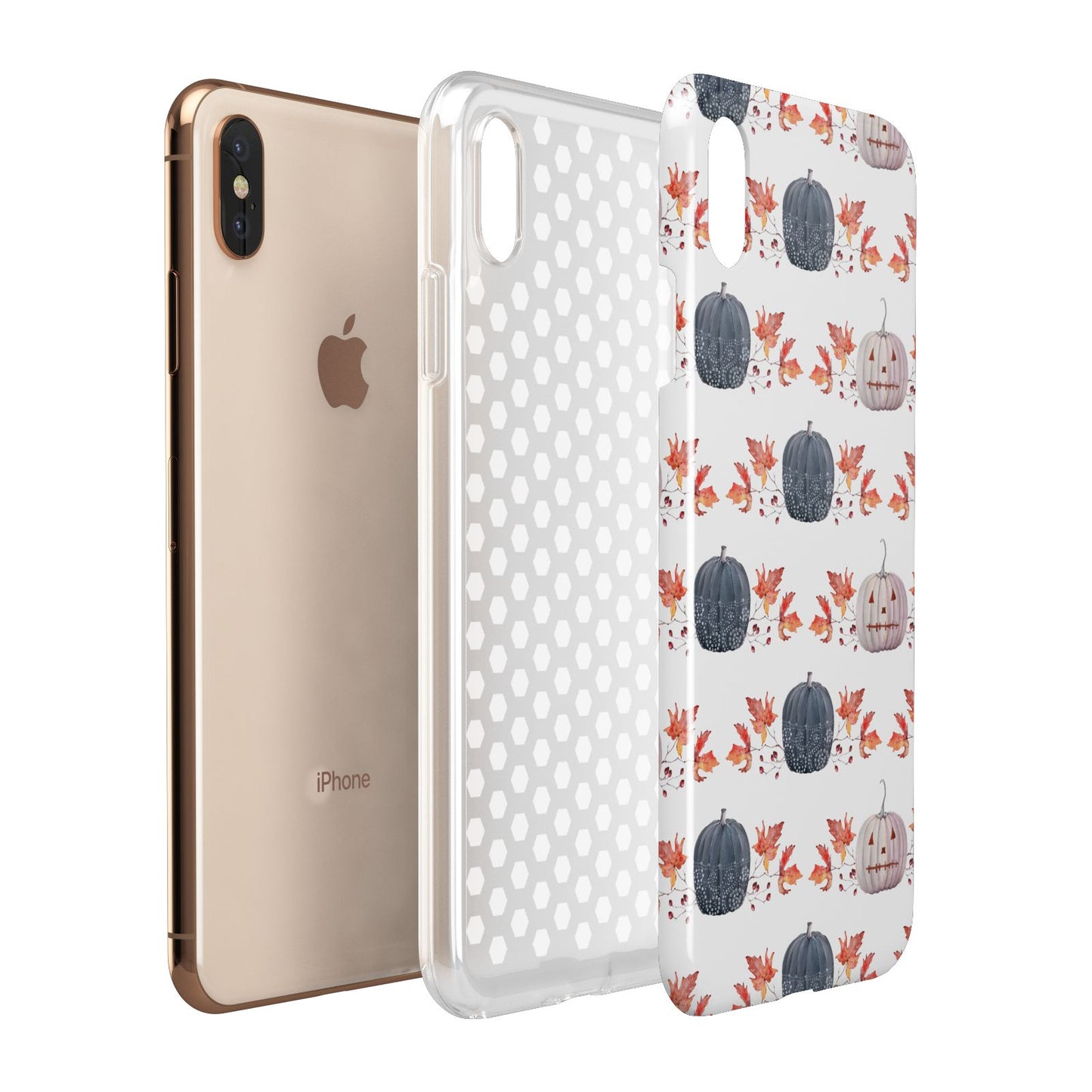 Pumpkin Autumn Leaves Apple iPhone Xs Max 3D Tough Case Expanded View