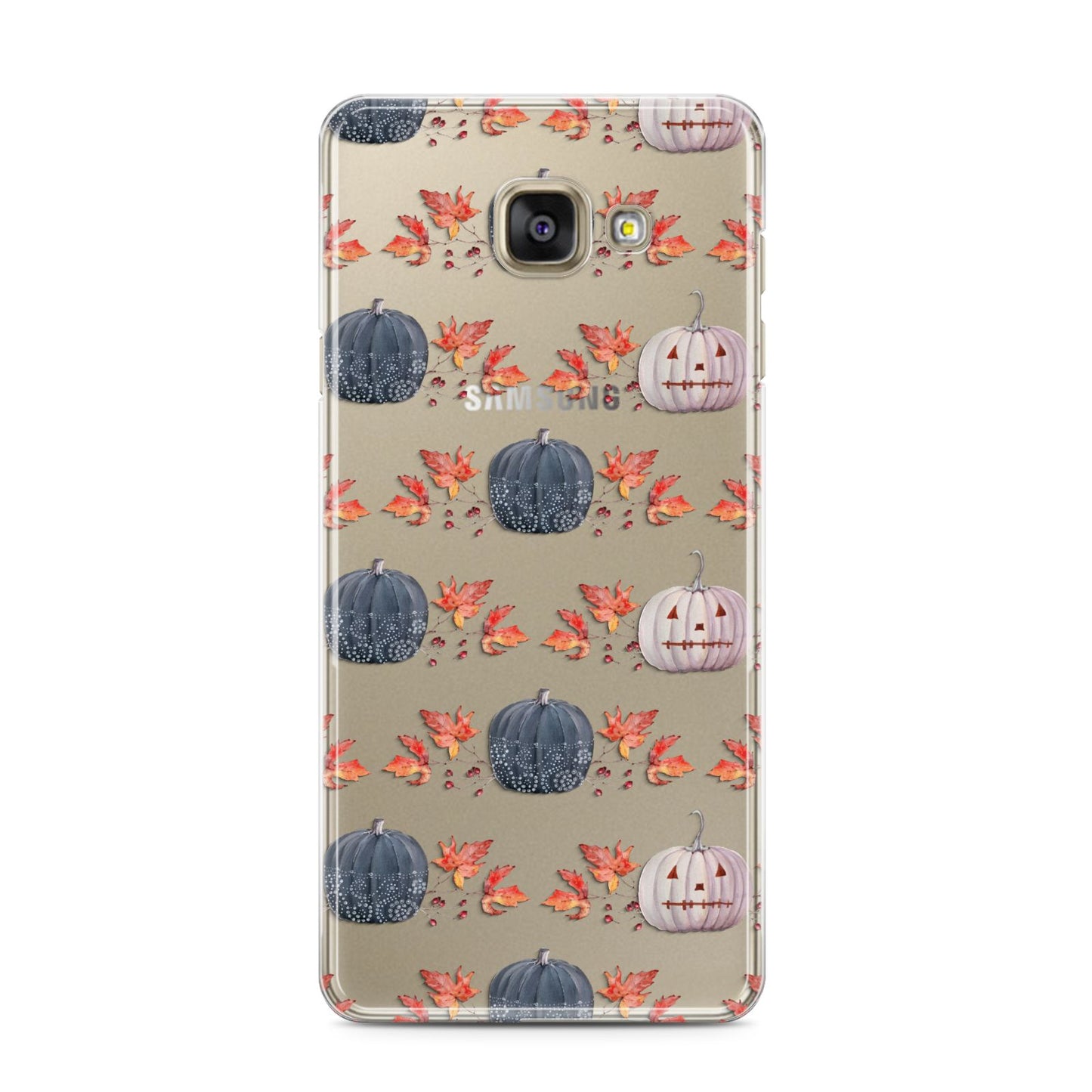 Pumpkin Autumn Leaves Samsung Galaxy A3 2016 Case on gold phone