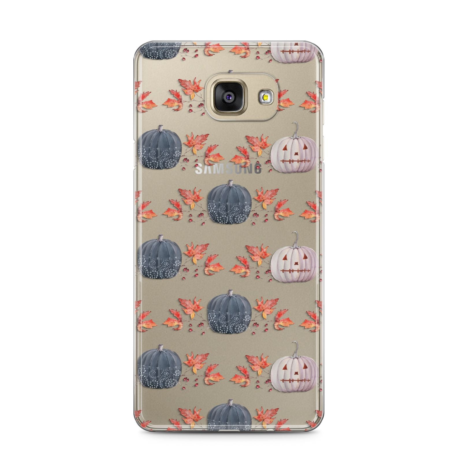 Pumpkin Autumn Leaves Samsung Galaxy A5 2016 Case on gold phone