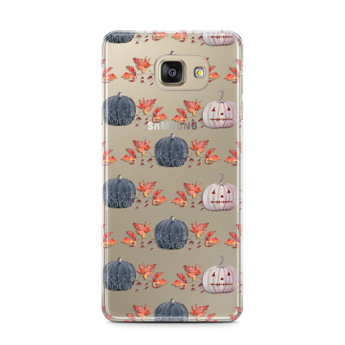 Pumpkin Autumn Leaves Samsung Galaxy A7 2016 Case on gold phone