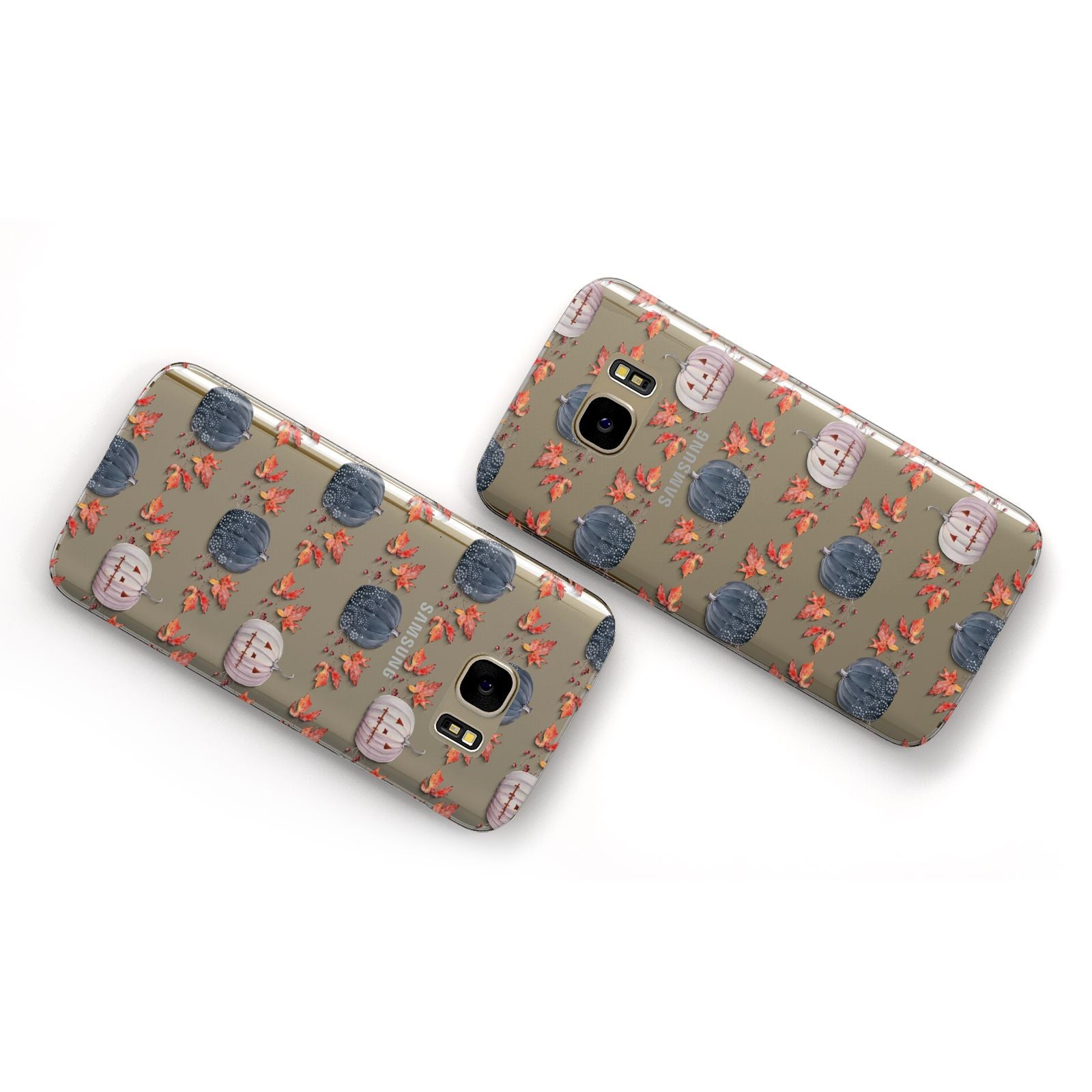 Pumpkin Autumn Leaves Samsung Galaxy Case Flat Overview