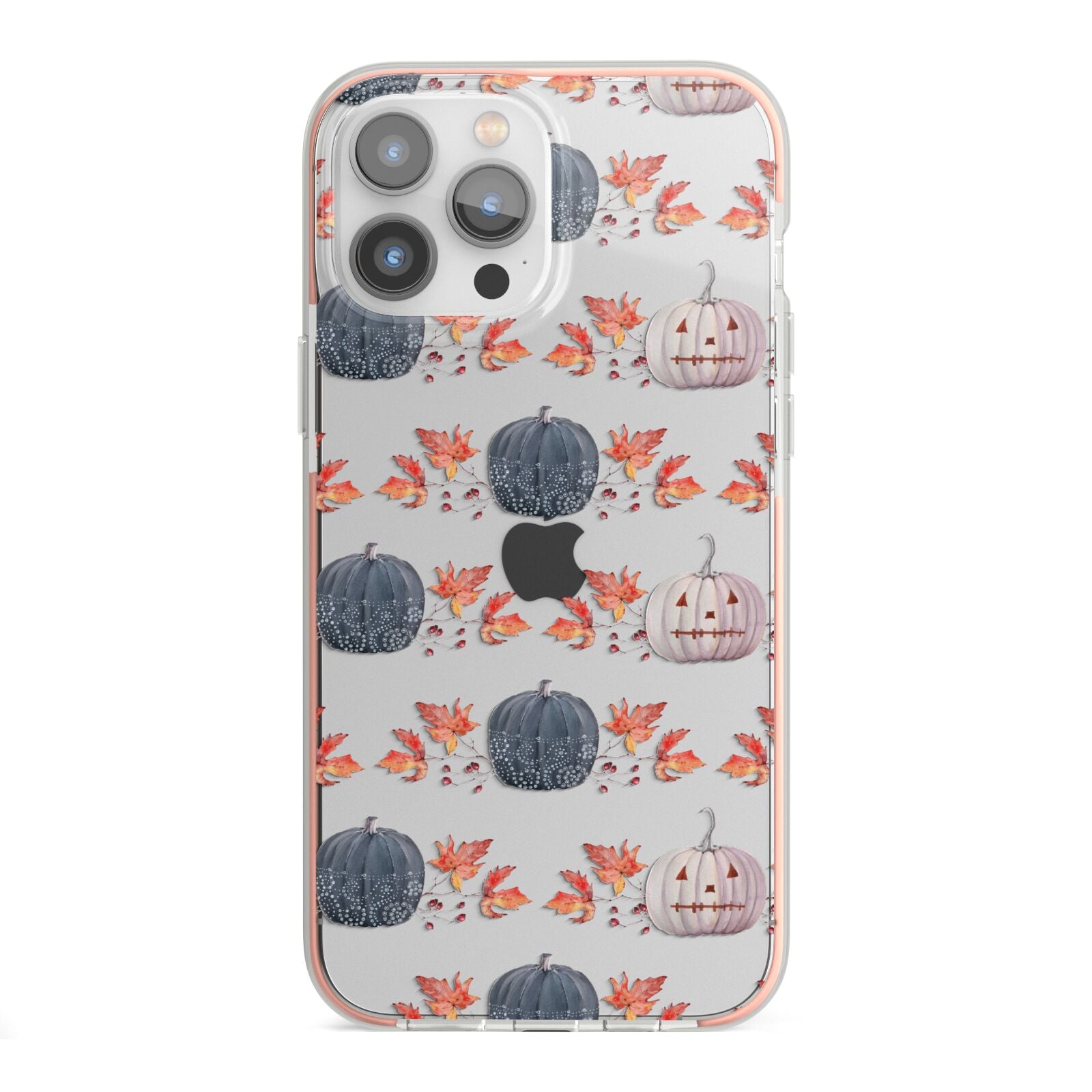Pumpkin Autumn Leaves iPhone 13 Pro Max TPU Impact Case with Pink Edges