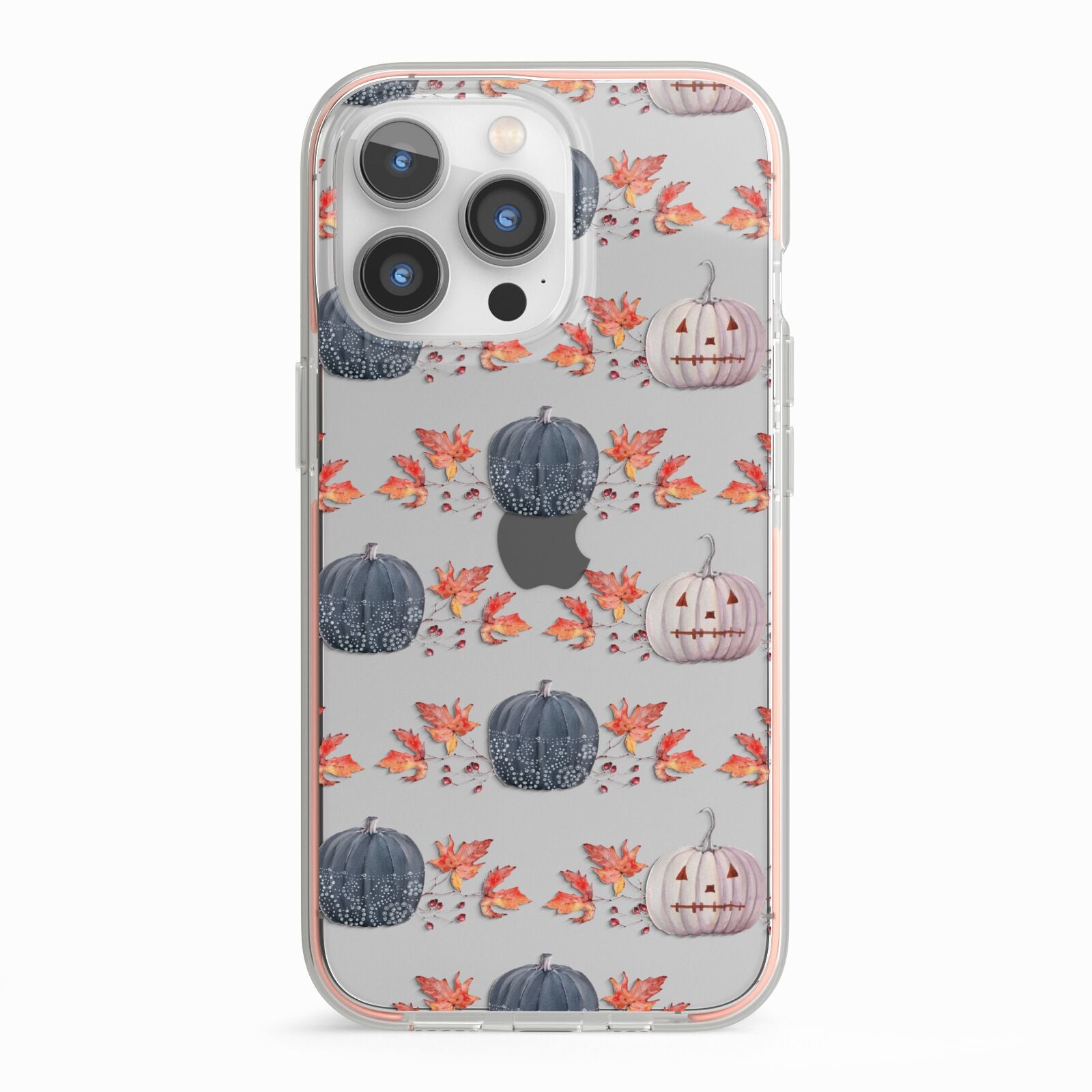 Pumpkin Autumn Leaves iPhone 13 Pro TPU Impact Case with Pink Edges