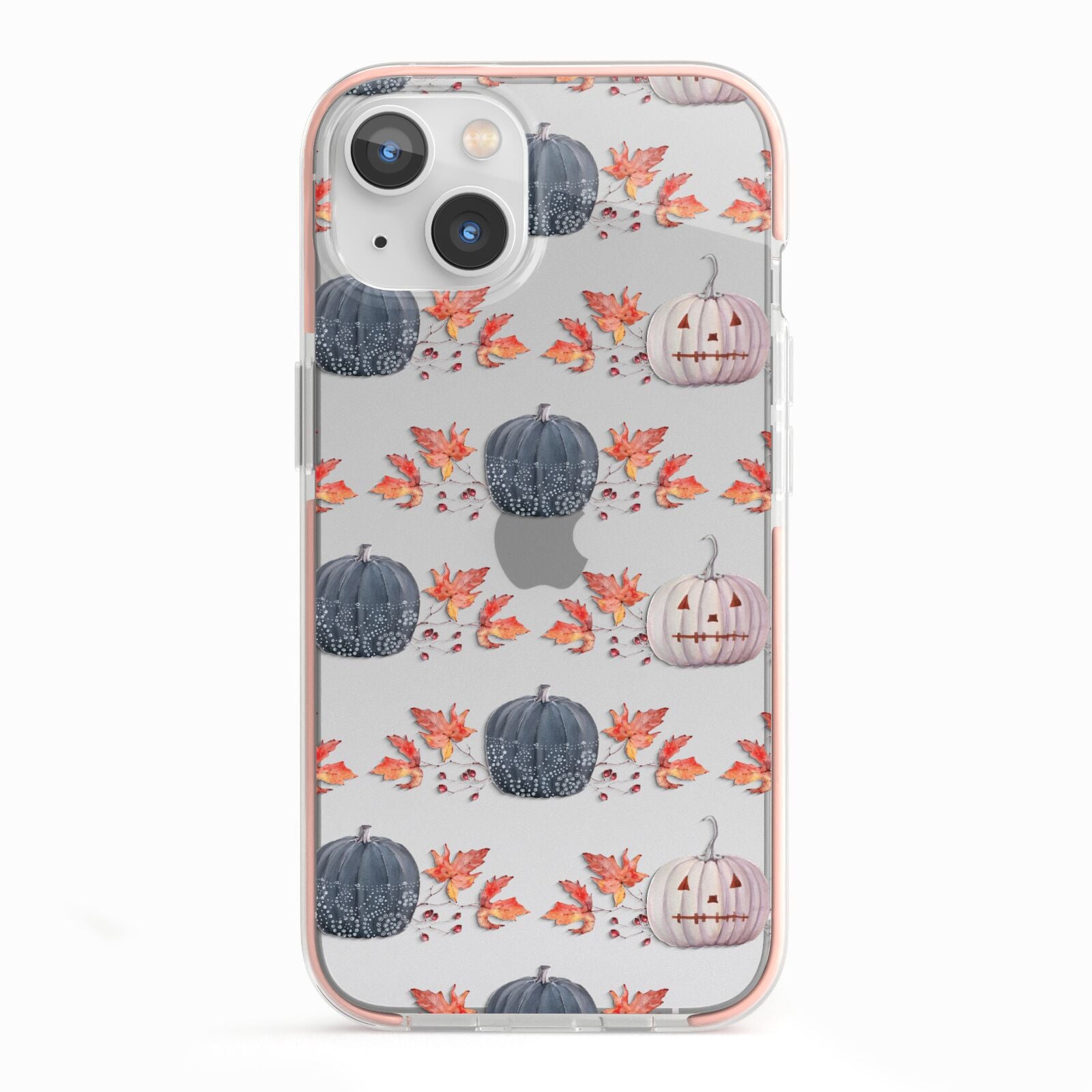 Pumpkin Autumn Leaves iPhone 13 TPU Impact Case with Pink Edges