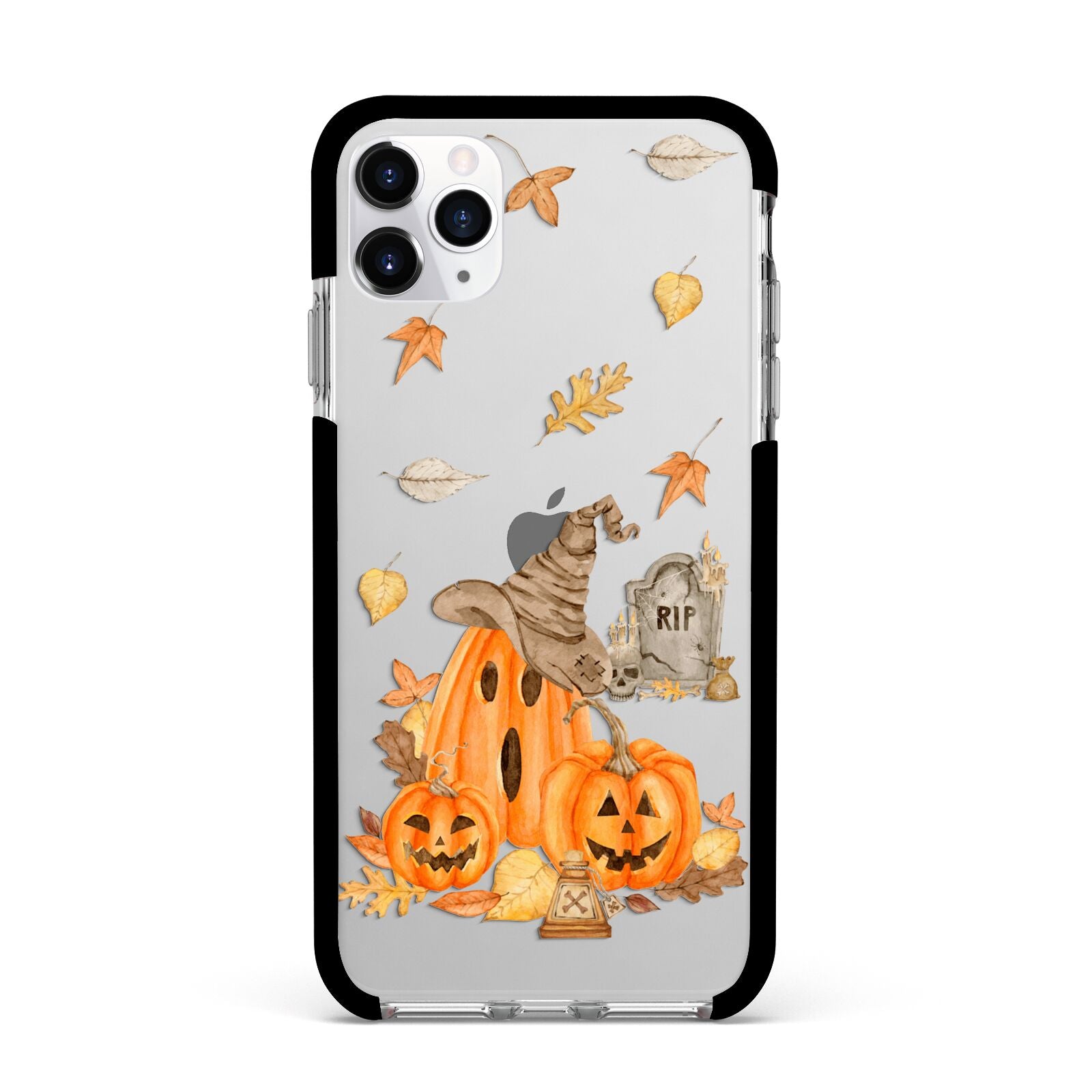 Pumpkin Graveyard Apple iPhone 11 Pro Max in Silver with Black Impact Case