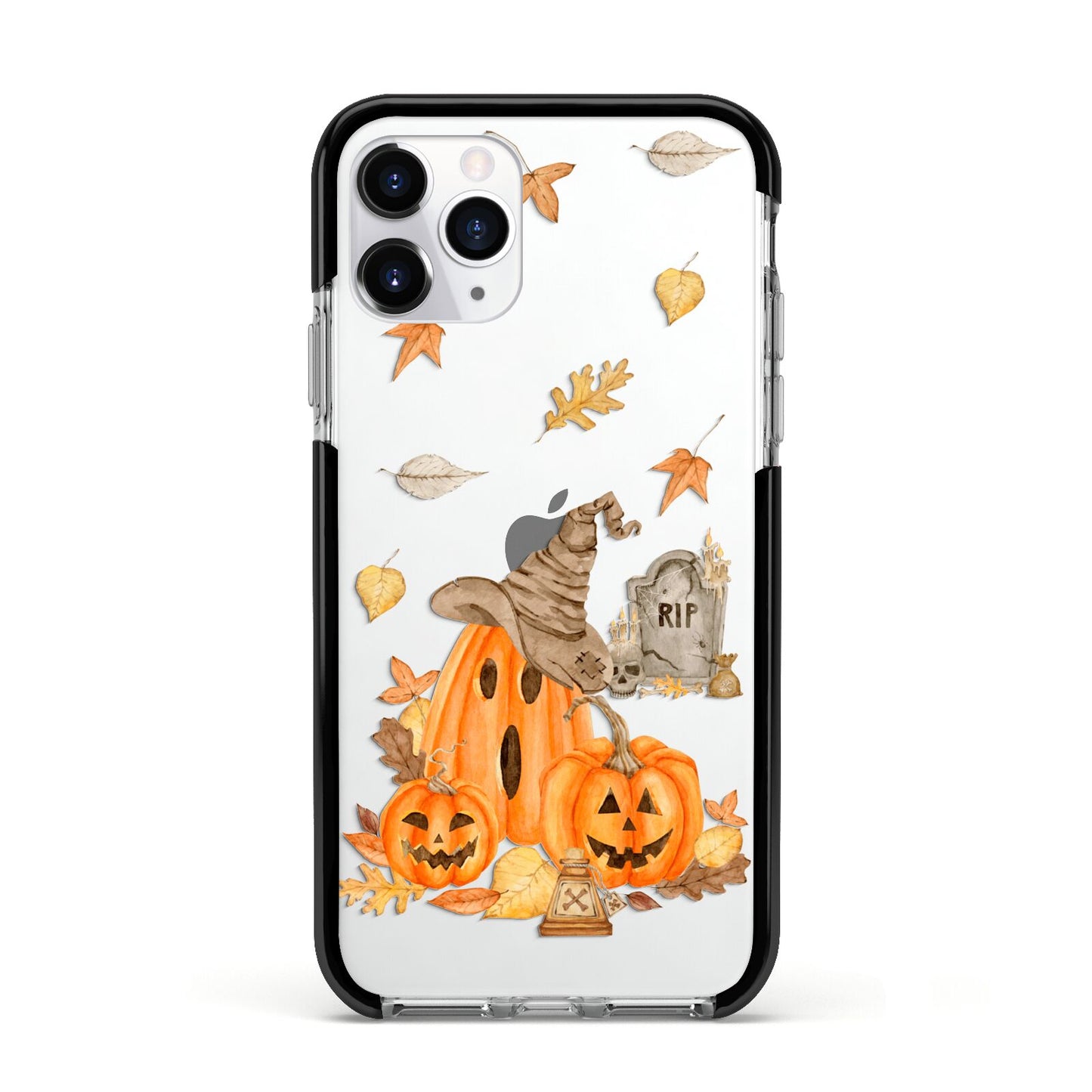 Pumpkin Graveyard Apple iPhone 11 Pro in Silver with Black Impact Case