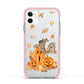 Pumpkin Graveyard Apple iPhone 11 in White with Pink Impact Case