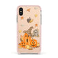 Pumpkin Graveyard Apple iPhone Xs Impact Case Pink Edge on Gold Phone