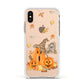 Pumpkin Graveyard Apple iPhone Xs Impact Case White Edge on Gold Phone