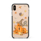 Pumpkin Graveyard Apple iPhone Xs Max Impact Case Black Edge on Gold Phone