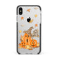 Pumpkin Graveyard Apple iPhone Xs Max Impact Case Black Edge on Silver Phone