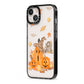 Pumpkin Graveyard iPhone 13 Black Impact Case Side Angle on Silver phone