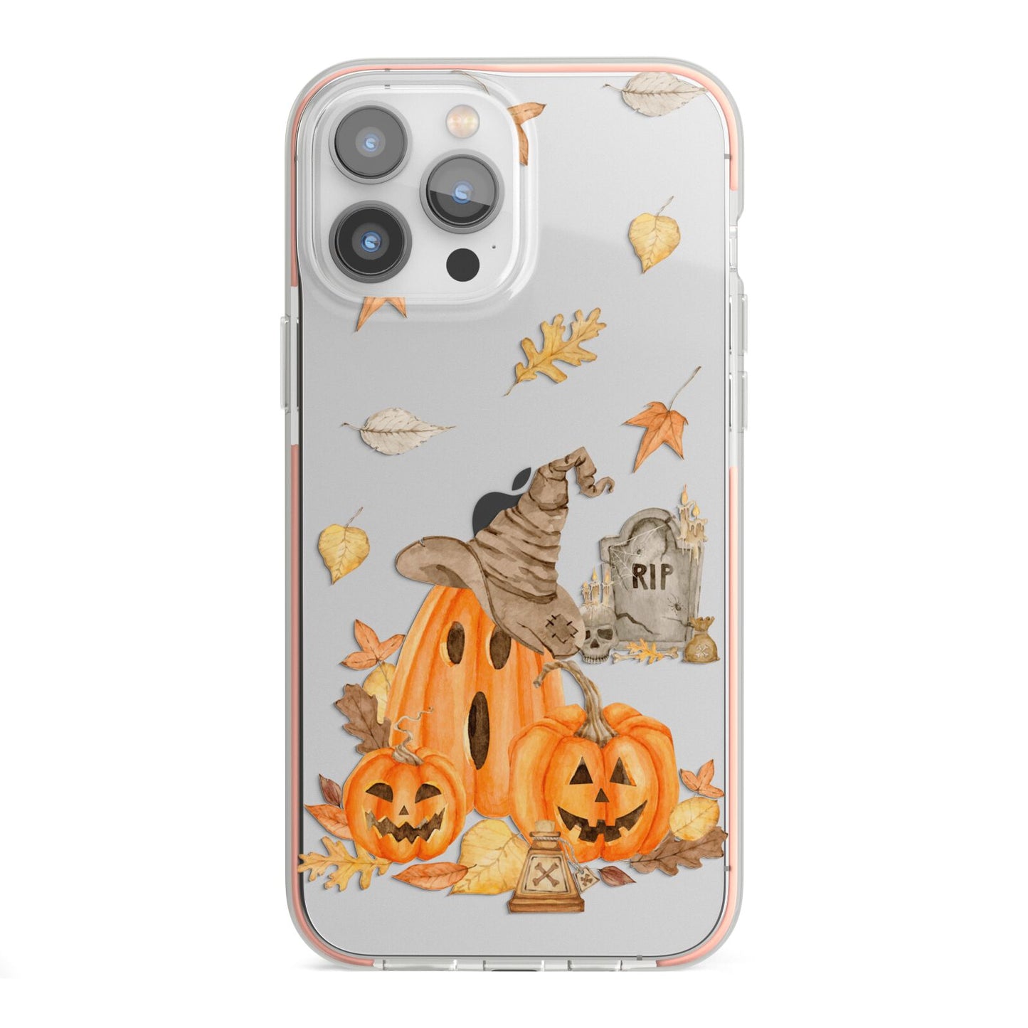 Pumpkin Graveyard iPhone 13 Pro Max TPU Impact Case with Pink Edges