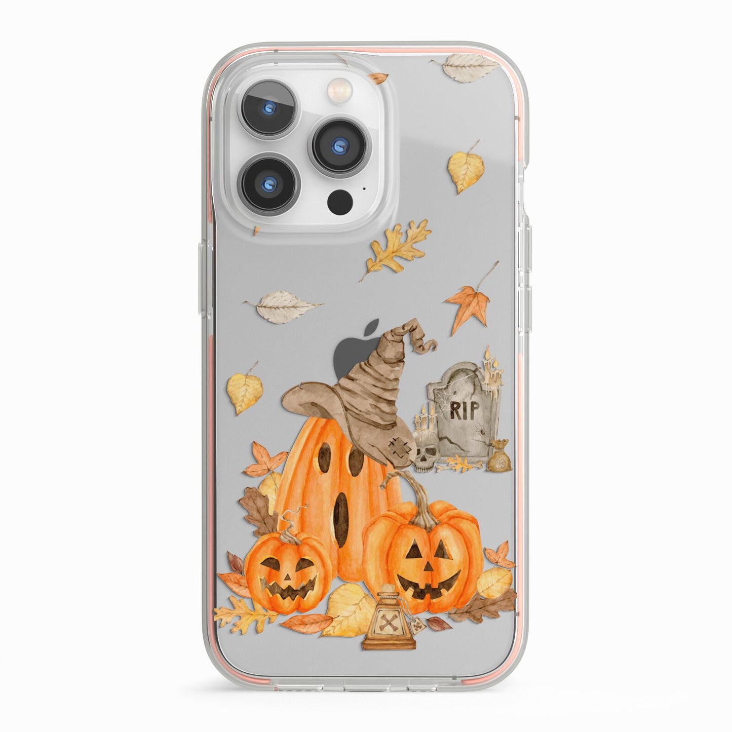 Pumpkin Graveyard iPhone 13 Pro TPU Impact Case with Pink Edges