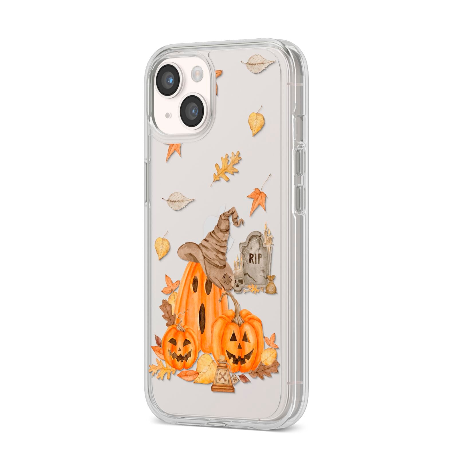 Pumpkin Graveyard iPhone 14 Clear Tough Case Starlight Angled Image