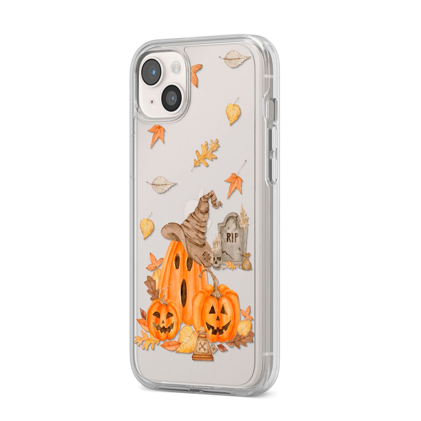 Pumpkin Graveyard iPhone 14 Plus Clear Tough Case Starlight Angled Image