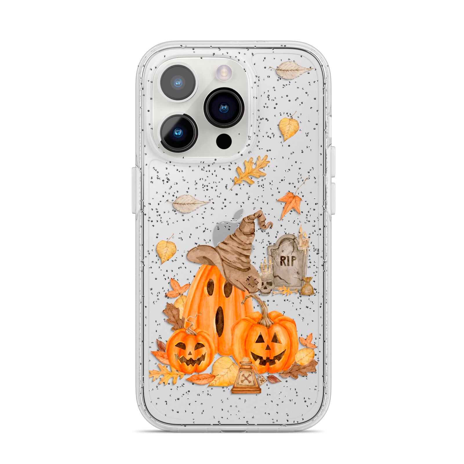 Pumpkin Graveyard iPhone 14 Pro Glitter Tough Case Silver