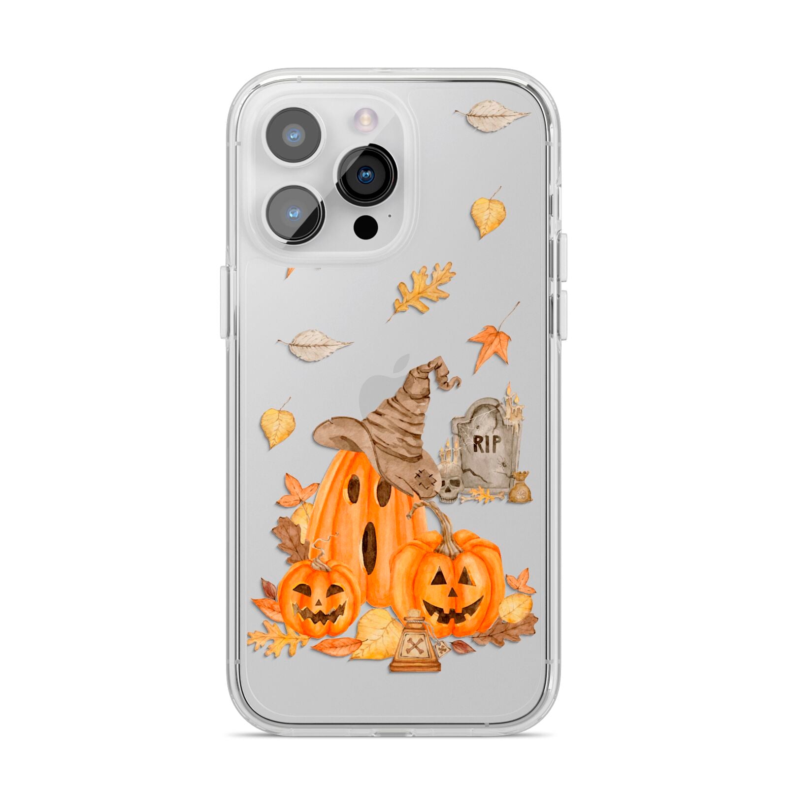 Pumpkin Graveyard iPhone 14 Pro Max Clear Tough Case Silver