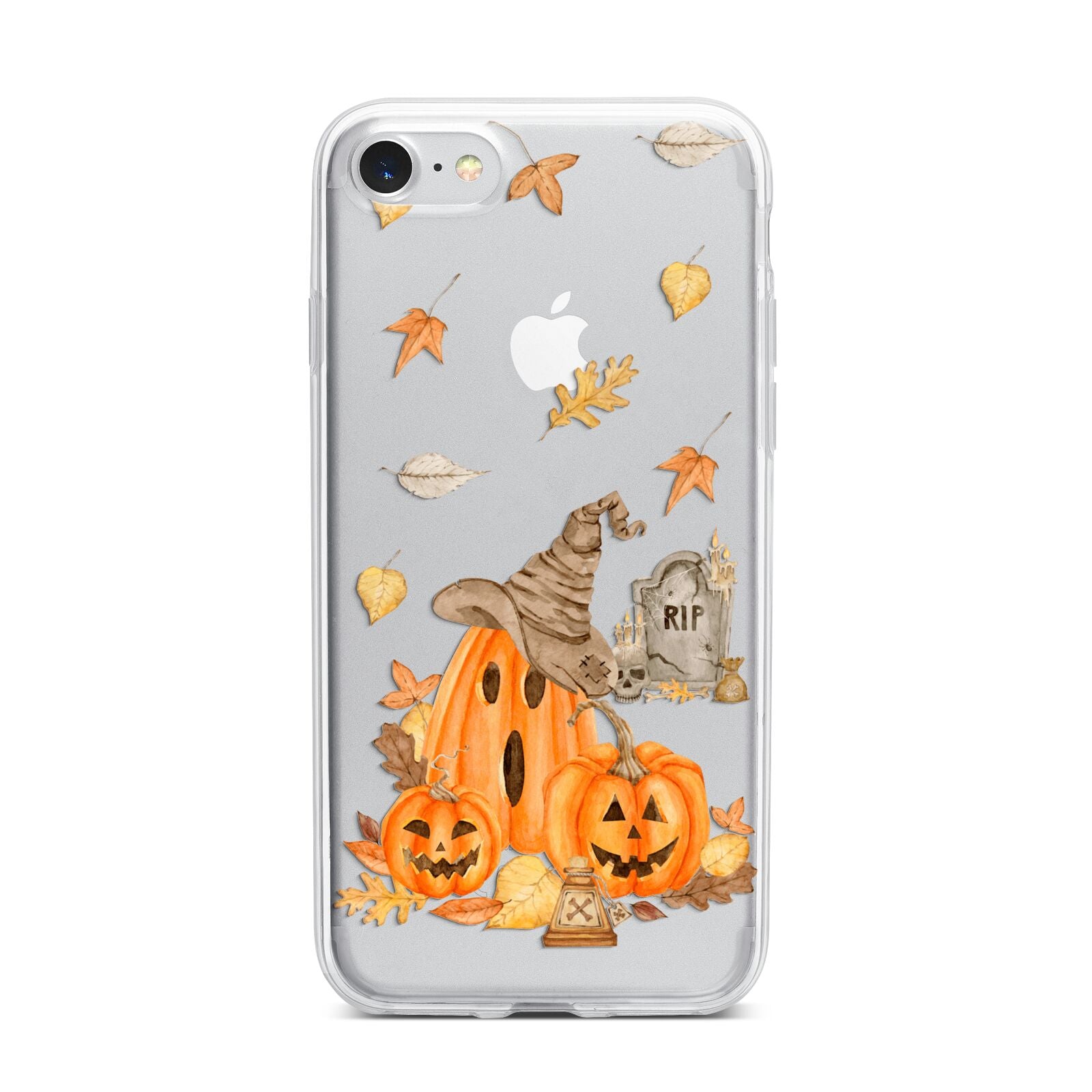 Pumpkin Graveyard iPhone 7 Bumper Case on Silver iPhone