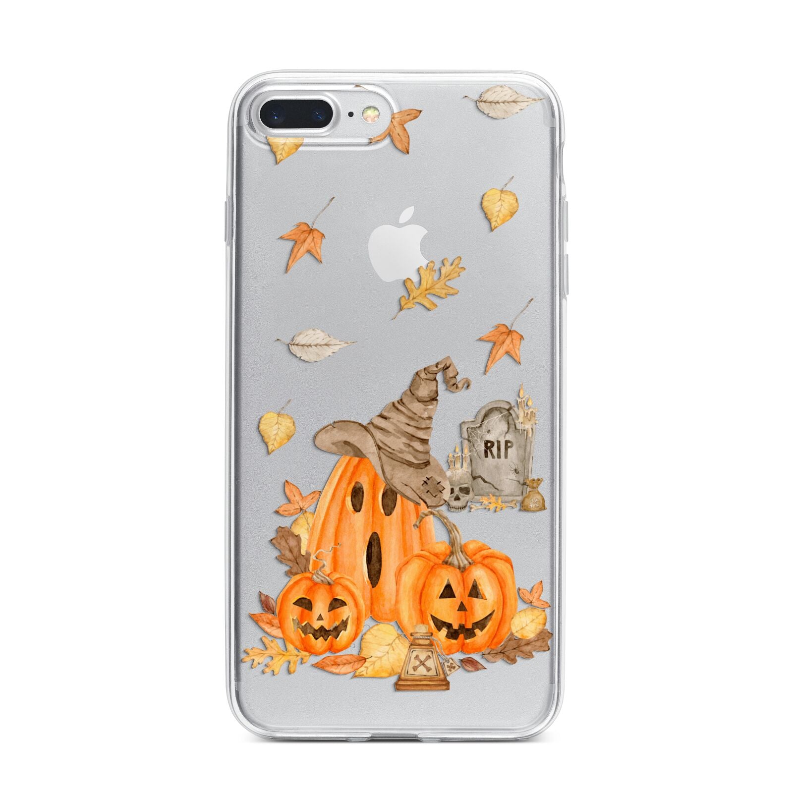 Pumpkin Graveyard iPhone 7 Plus Bumper Case on Silver iPhone