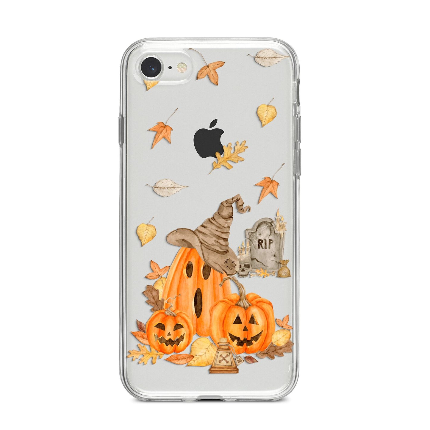 Pumpkin Graveyard iPhone 8 Bumper Case on Silver iPhone