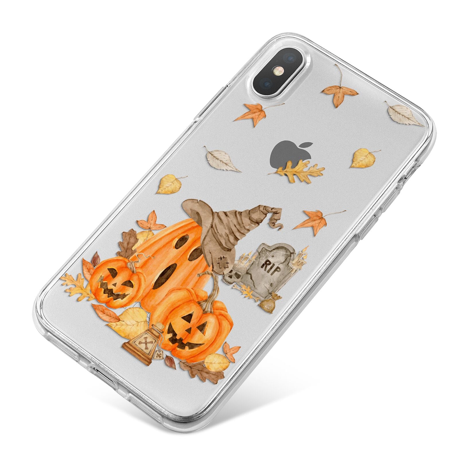 Pumpkin Graveyard iPhone X Bumper Case on Silver iPhone