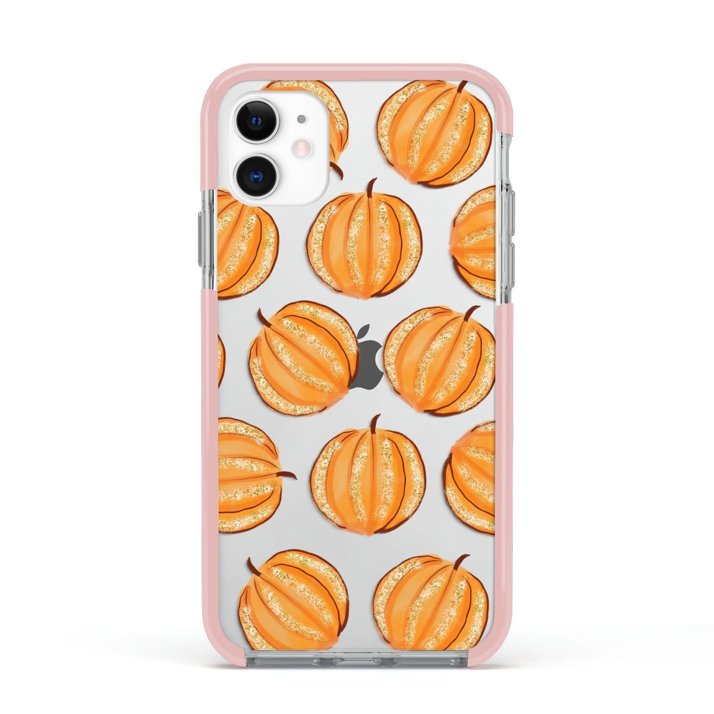 Pumpkin Halloween Apple iPhone 11 in White with Pink Impact Case